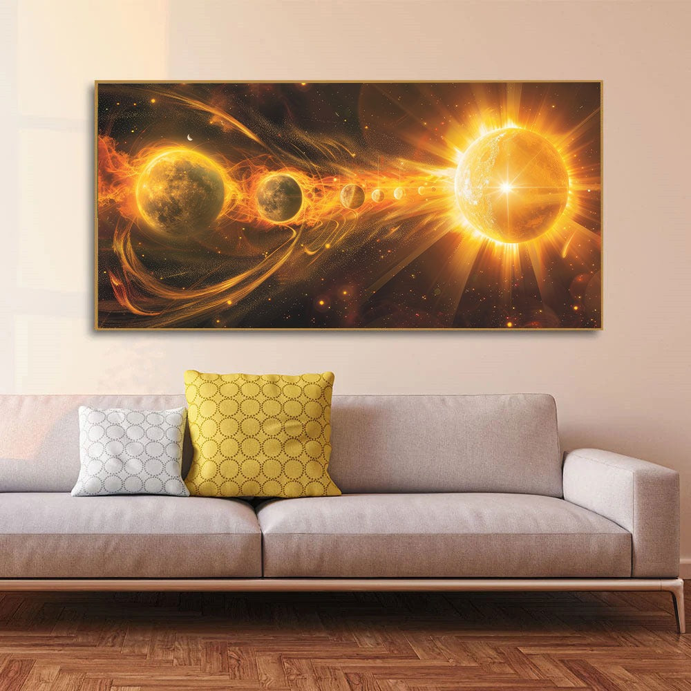 Celestial Symphony – Planetary Alignment & Solar Flare Art by Krutik.