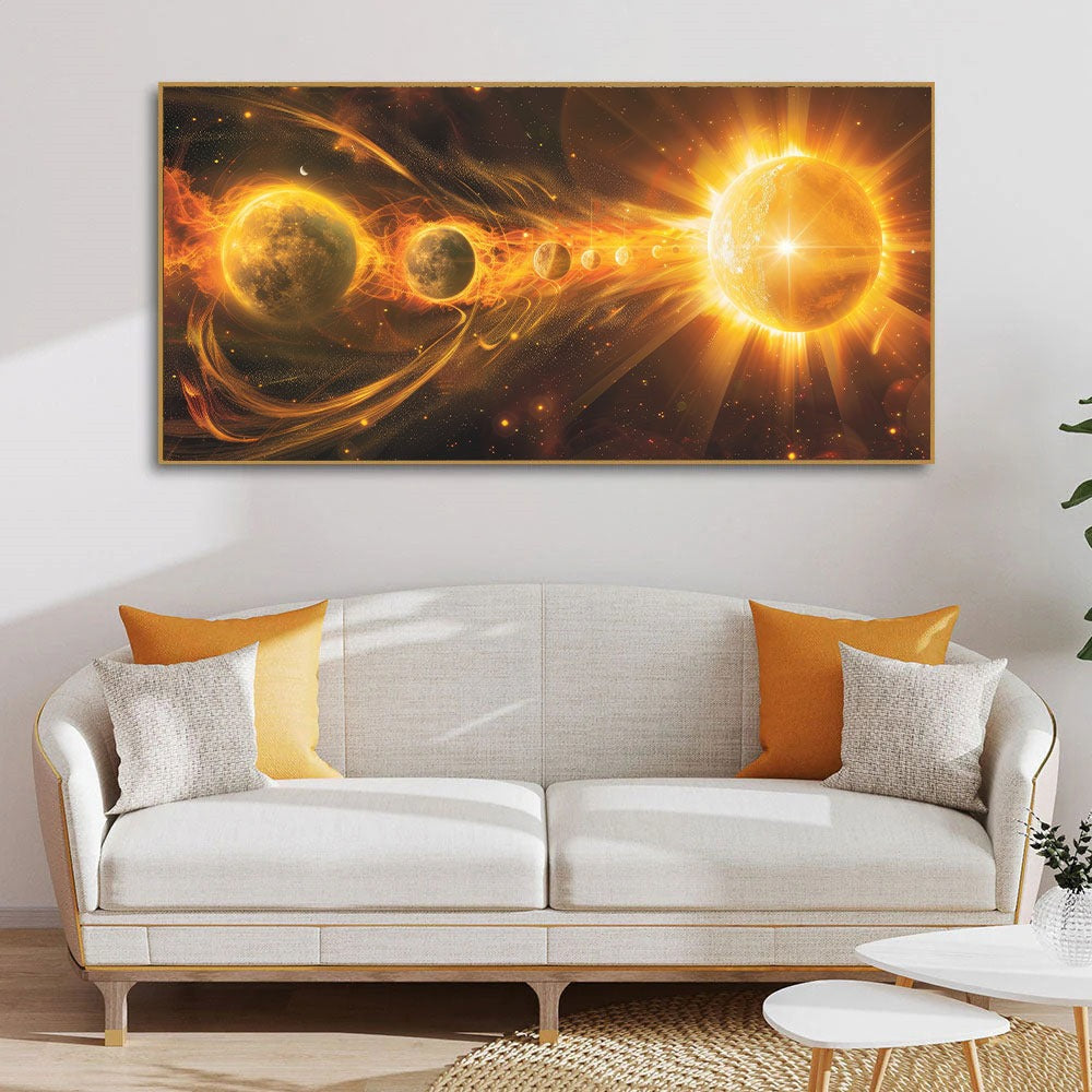 Celestial Symphony – Planetary Alignment & Solar Flare Art by Krutik.