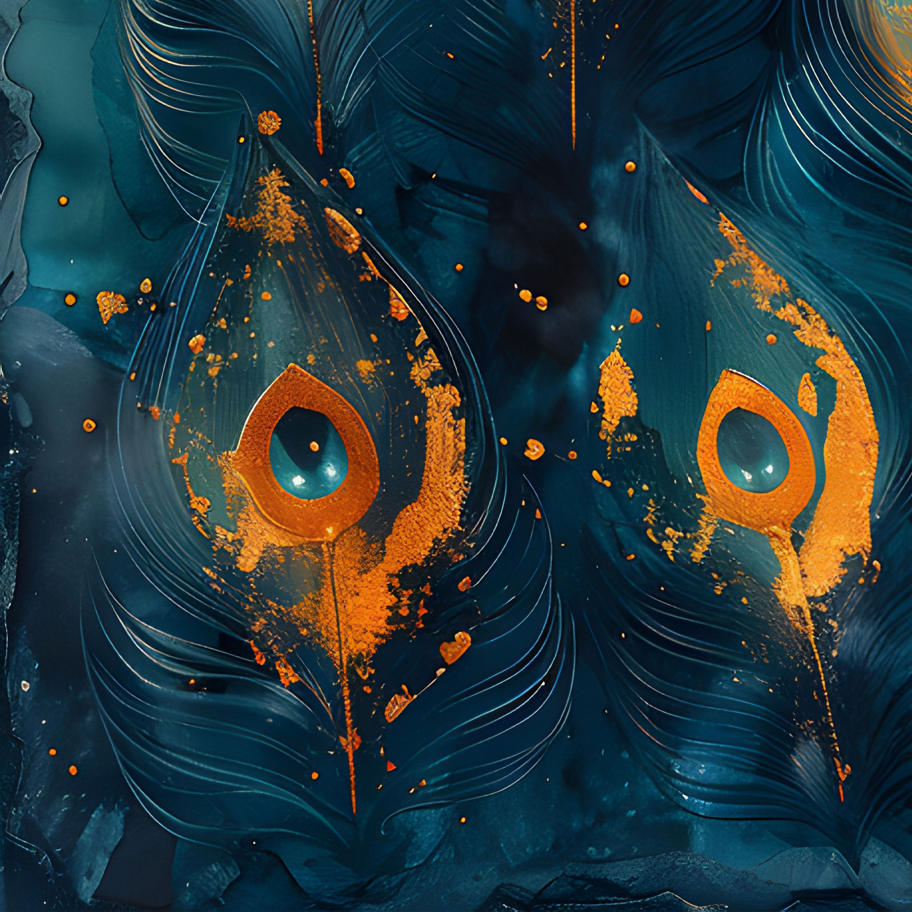 Divine Plumage – Abstract Peacock Feather Art by Krutik.