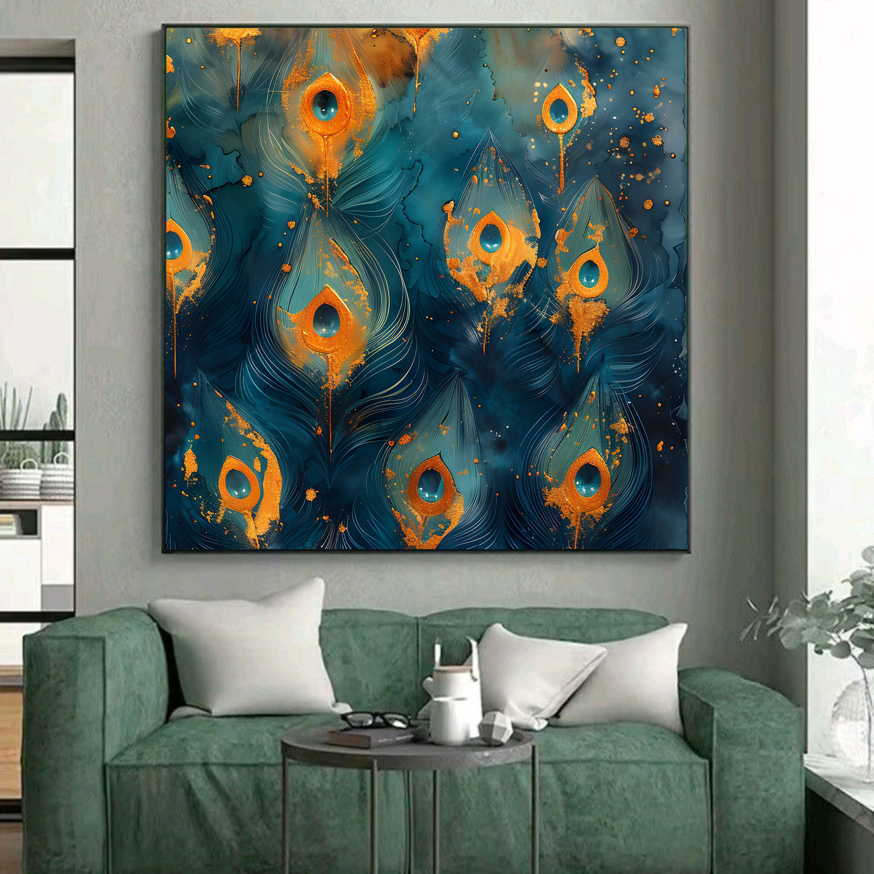 Divine Plumage – Abstract Peacock Feather Art by Krutik.
