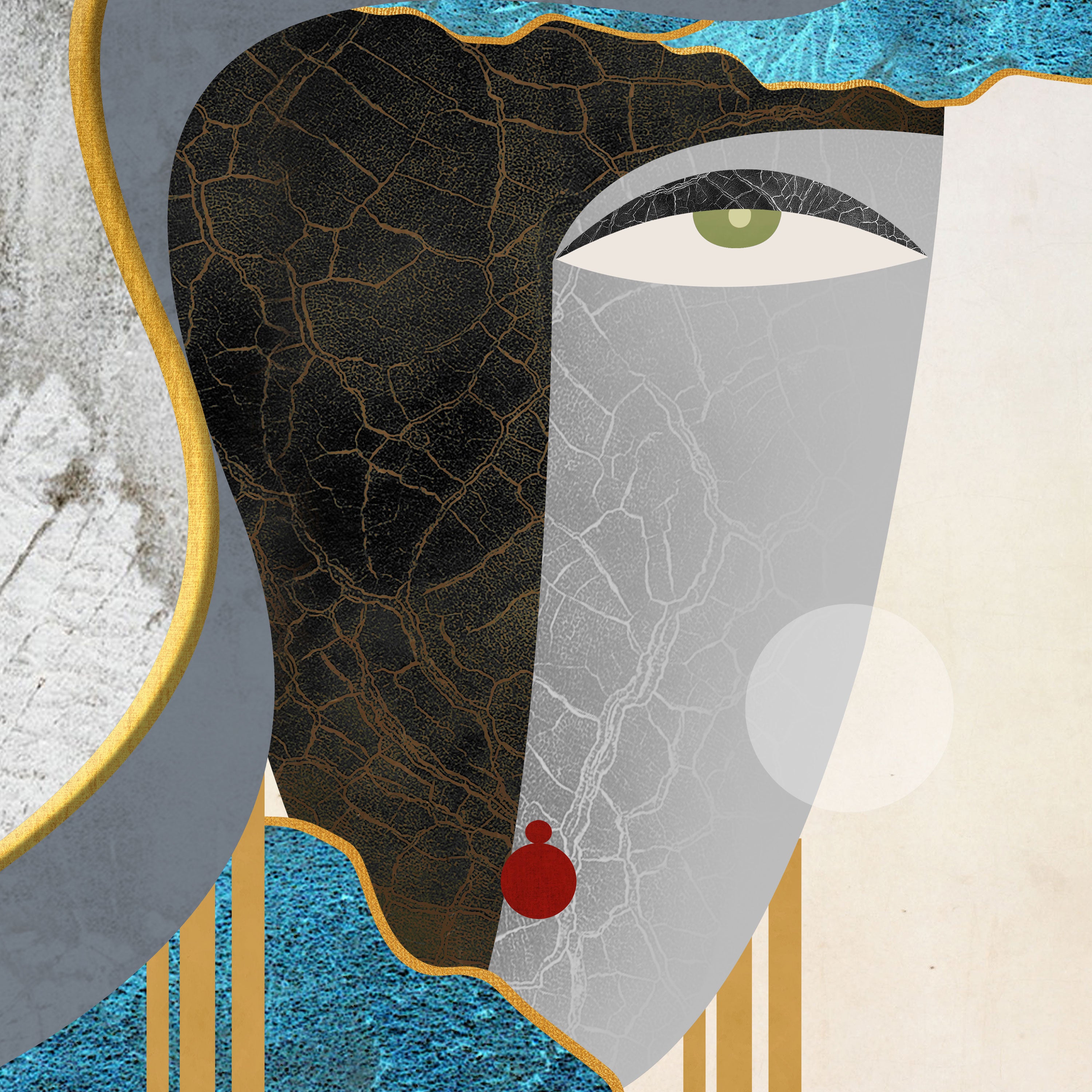Silent Majesty – Textured Abstract Face Art by Krutik.