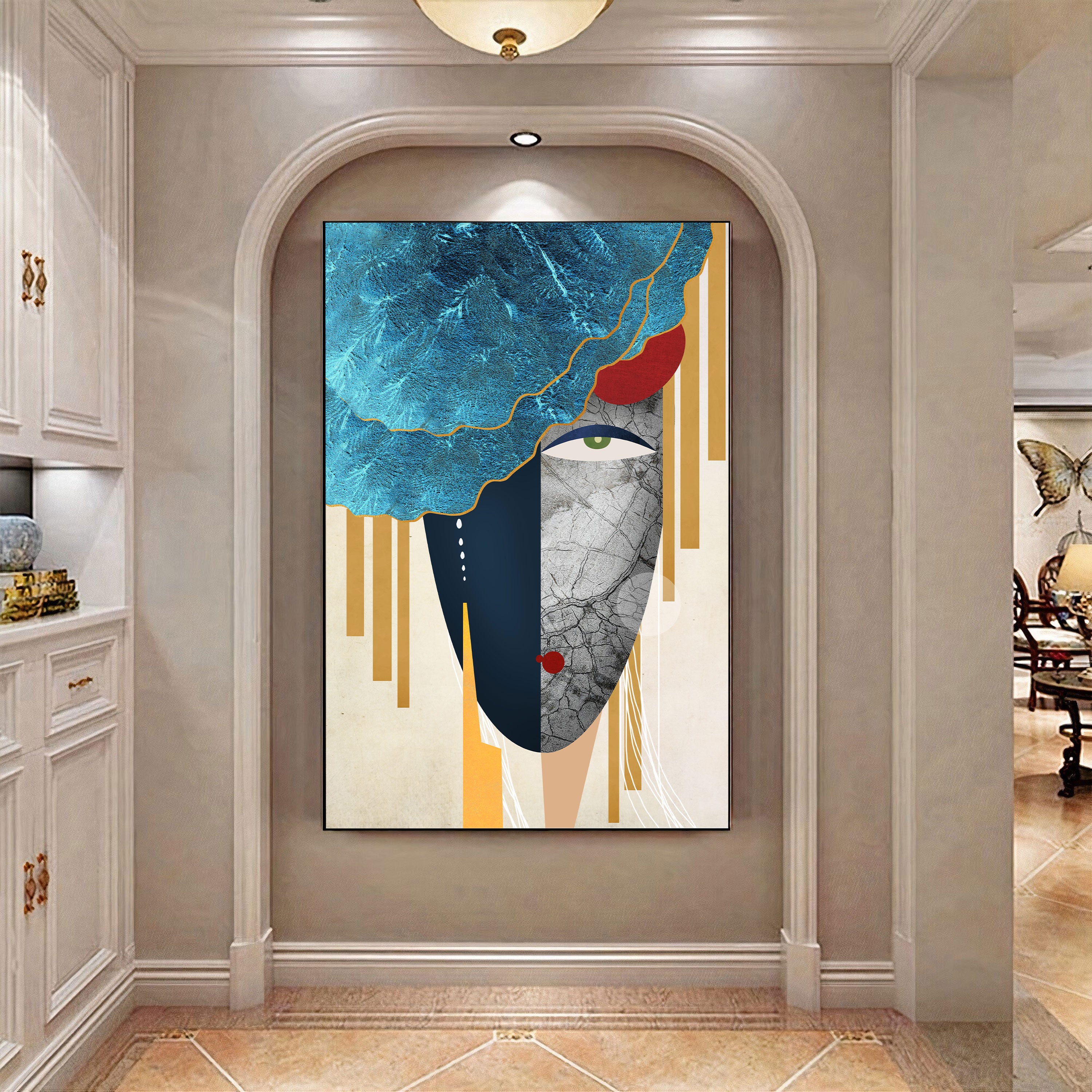 Divine Duality – Modern Abstract Female Portrait by Krutik.