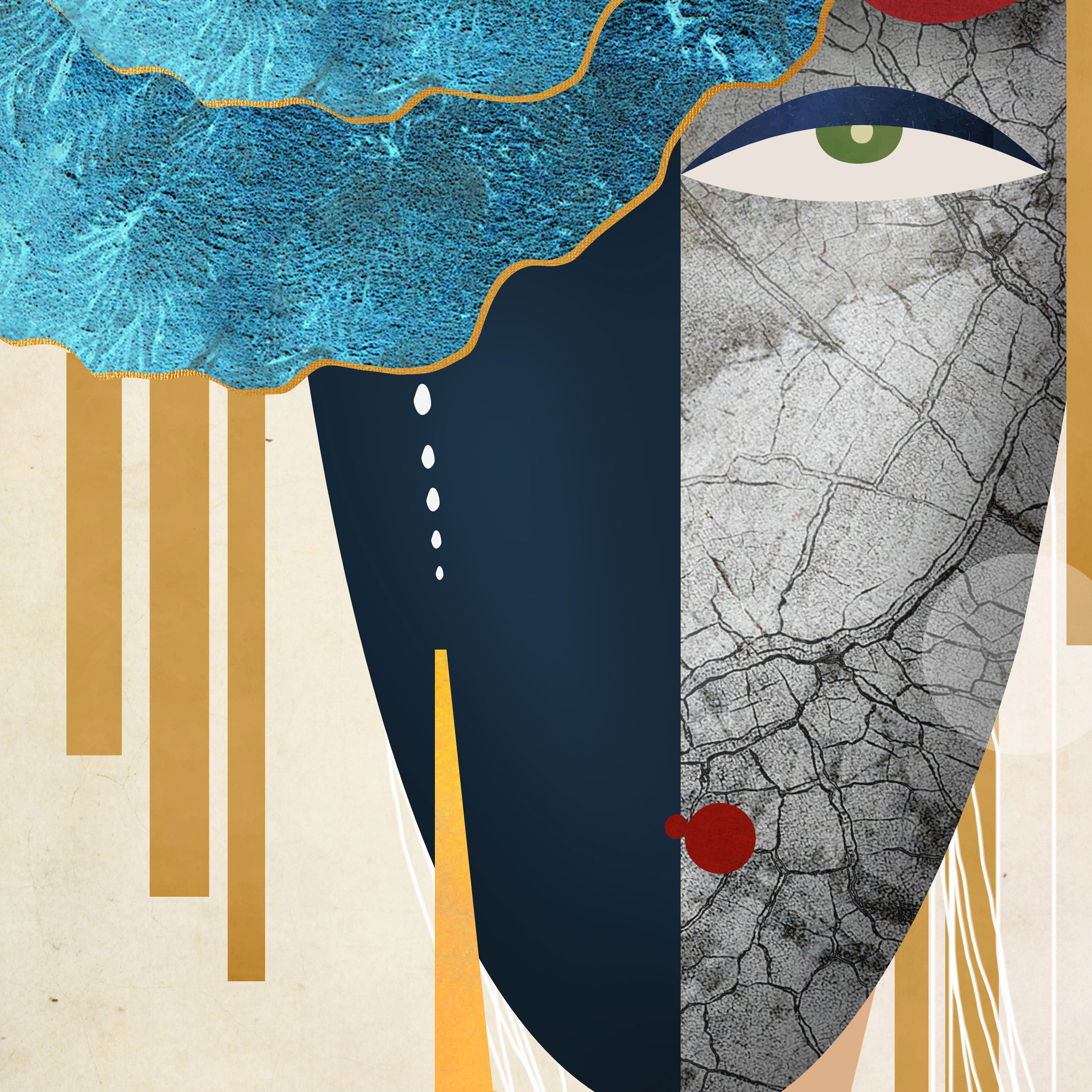 Divine Duality – Modern Abstract Female Portrait by Krutik.
