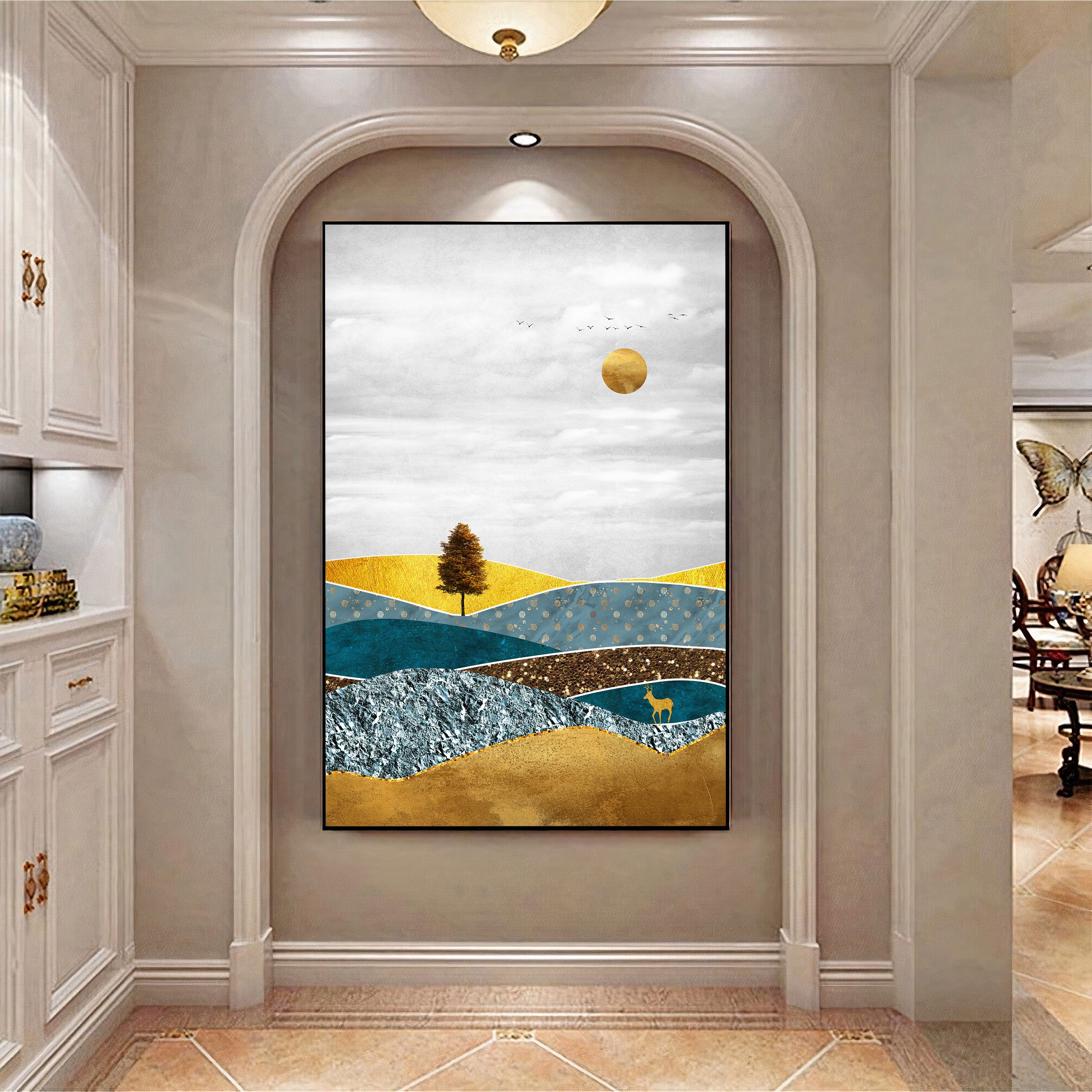 Golden Horizon – Textured Landscape Abstract Wall Art by Krutik.