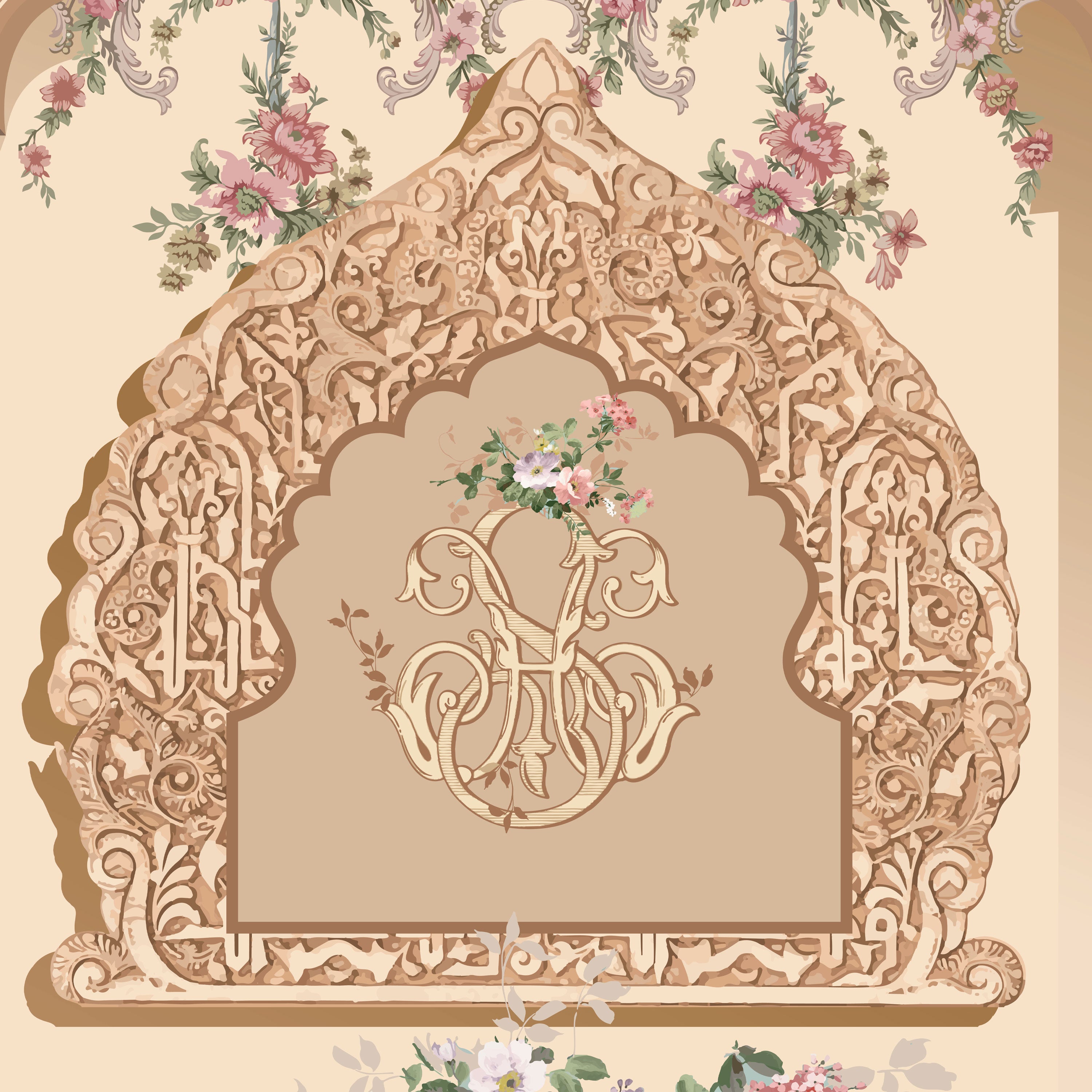 Andalusian Harmony – Arabesque Monogram Wall Art.