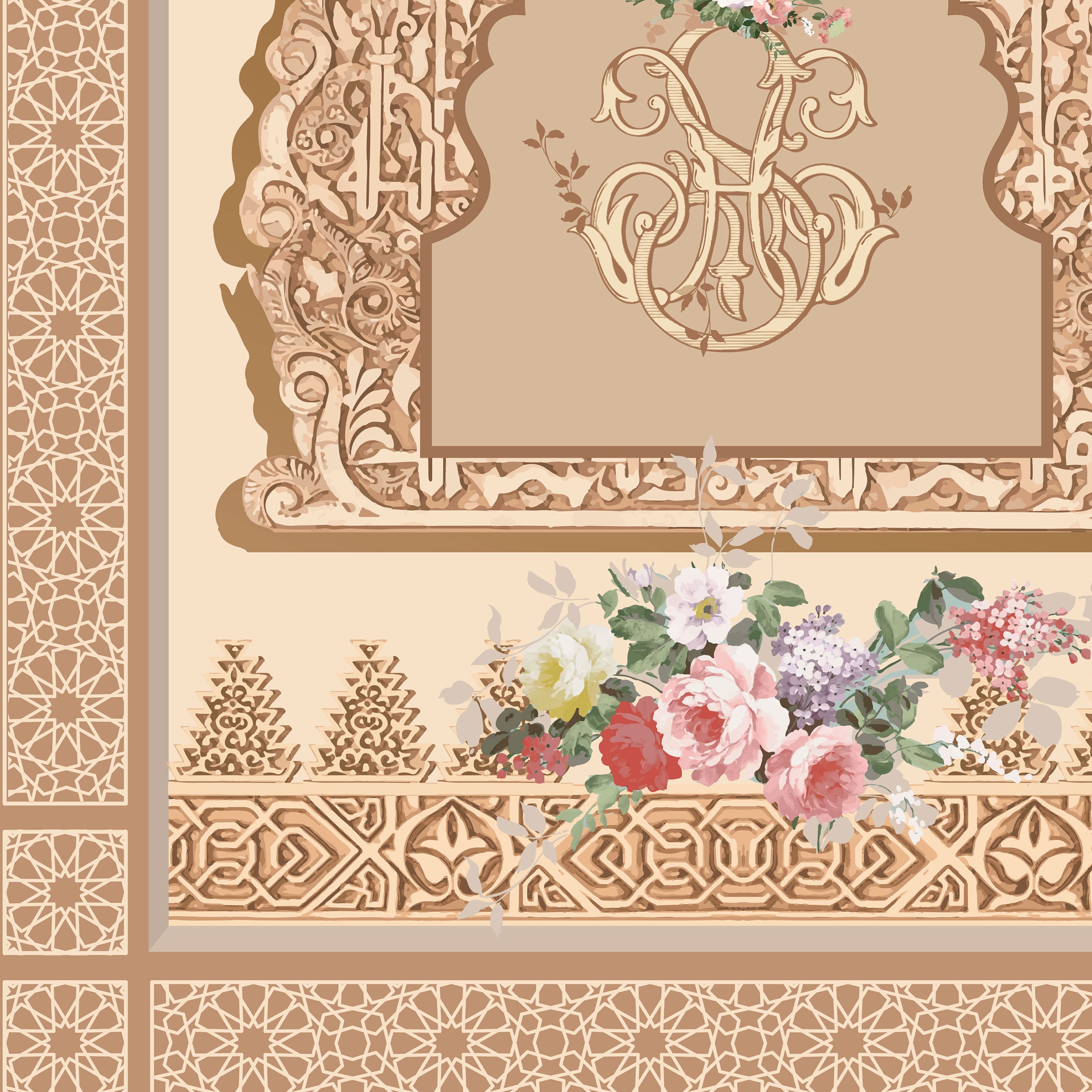 Andalusian Harmony – Arabesque Monogram Wall Art.
