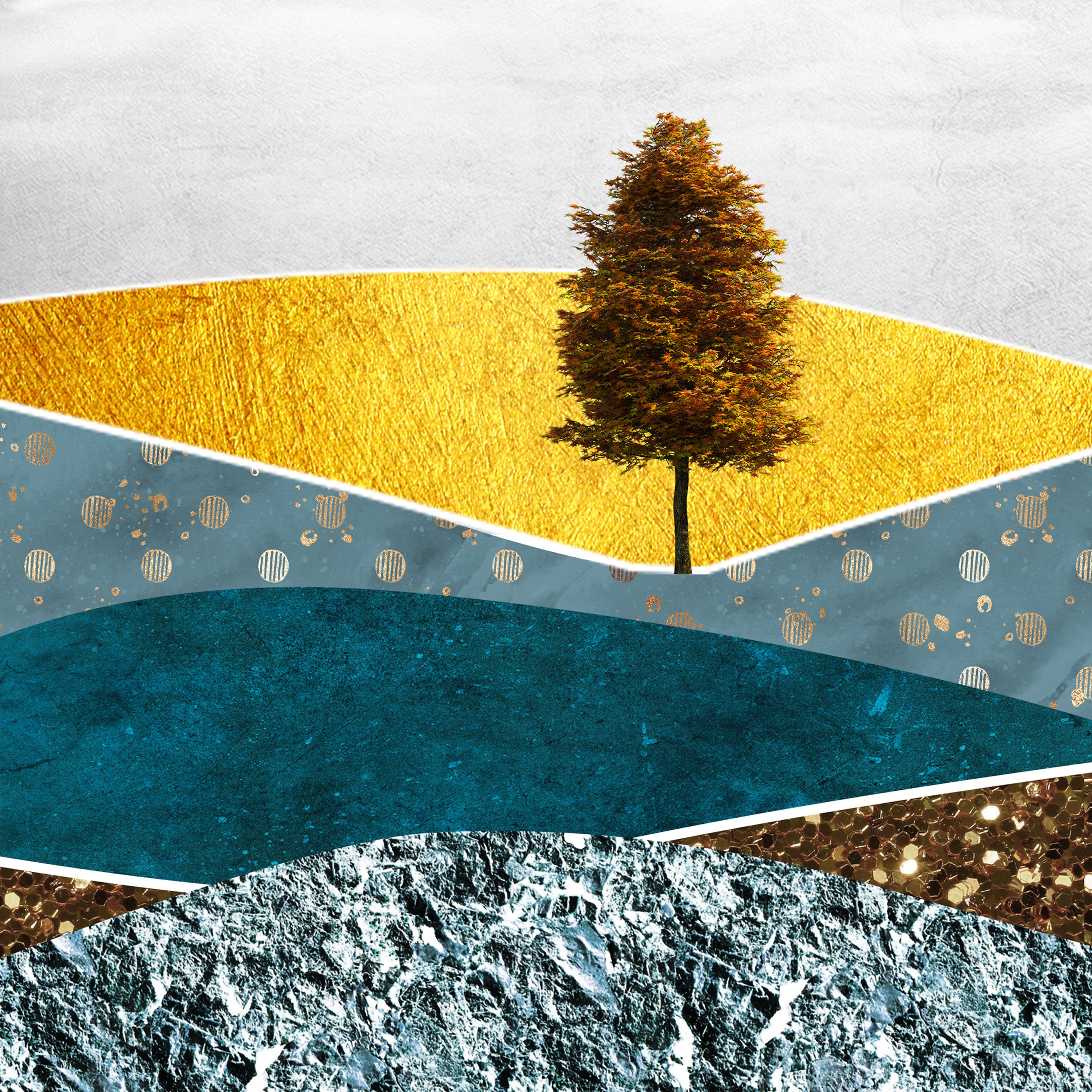 Golden Horizon – Textured Landscape Abstract Wall Art by Krutik.