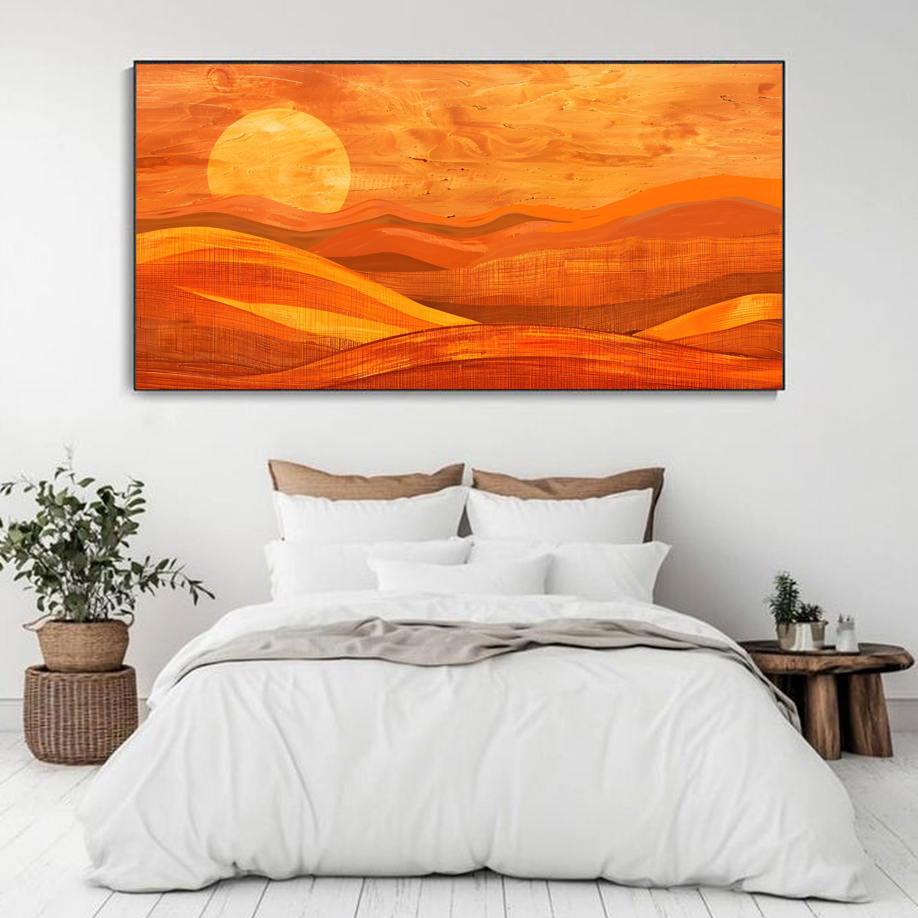 Amber Dunes – Sunset Abstract Landscape Wall Art by Krutik.