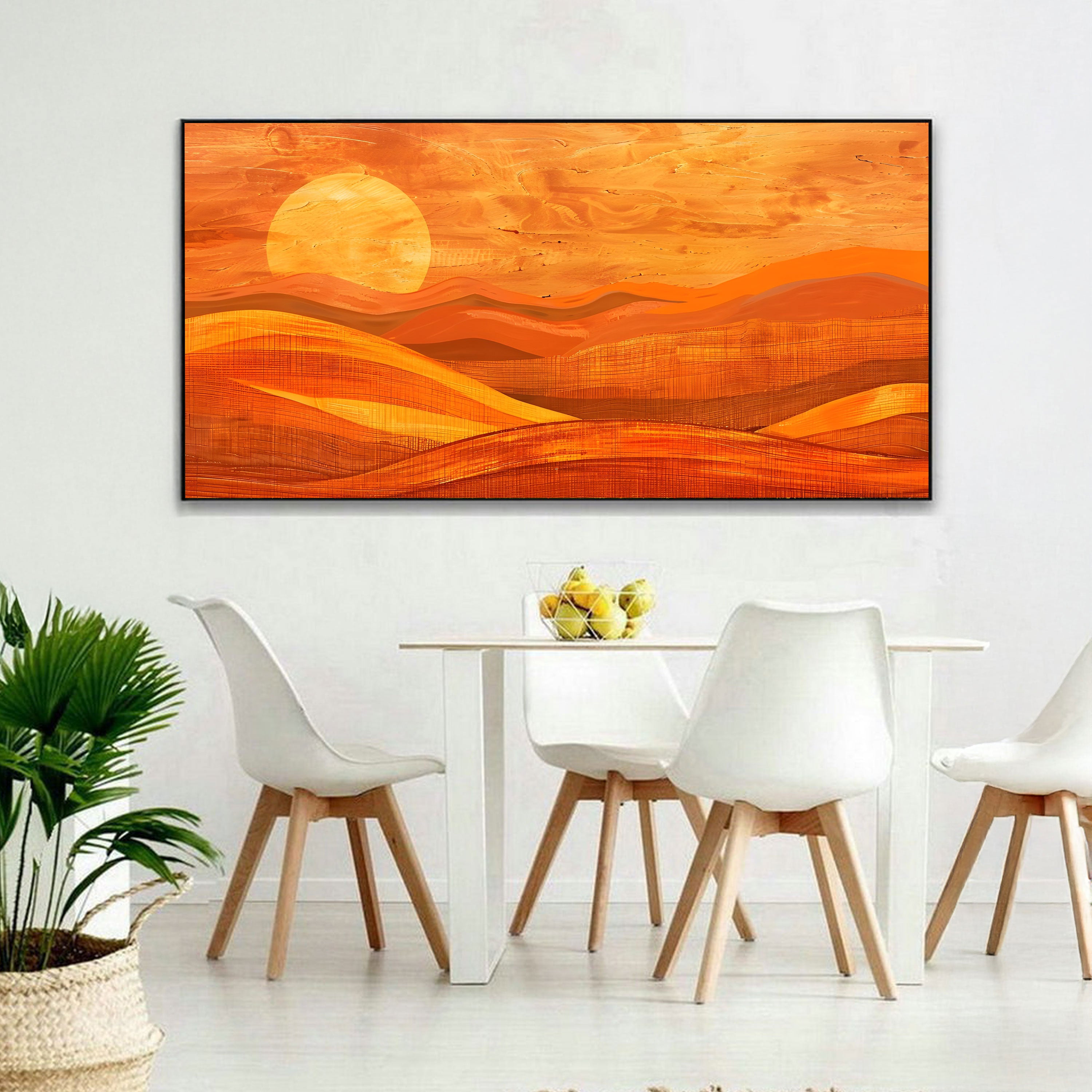 Amber Dunes – Sunset Abstract Landscape Wall Art by Krutik.
