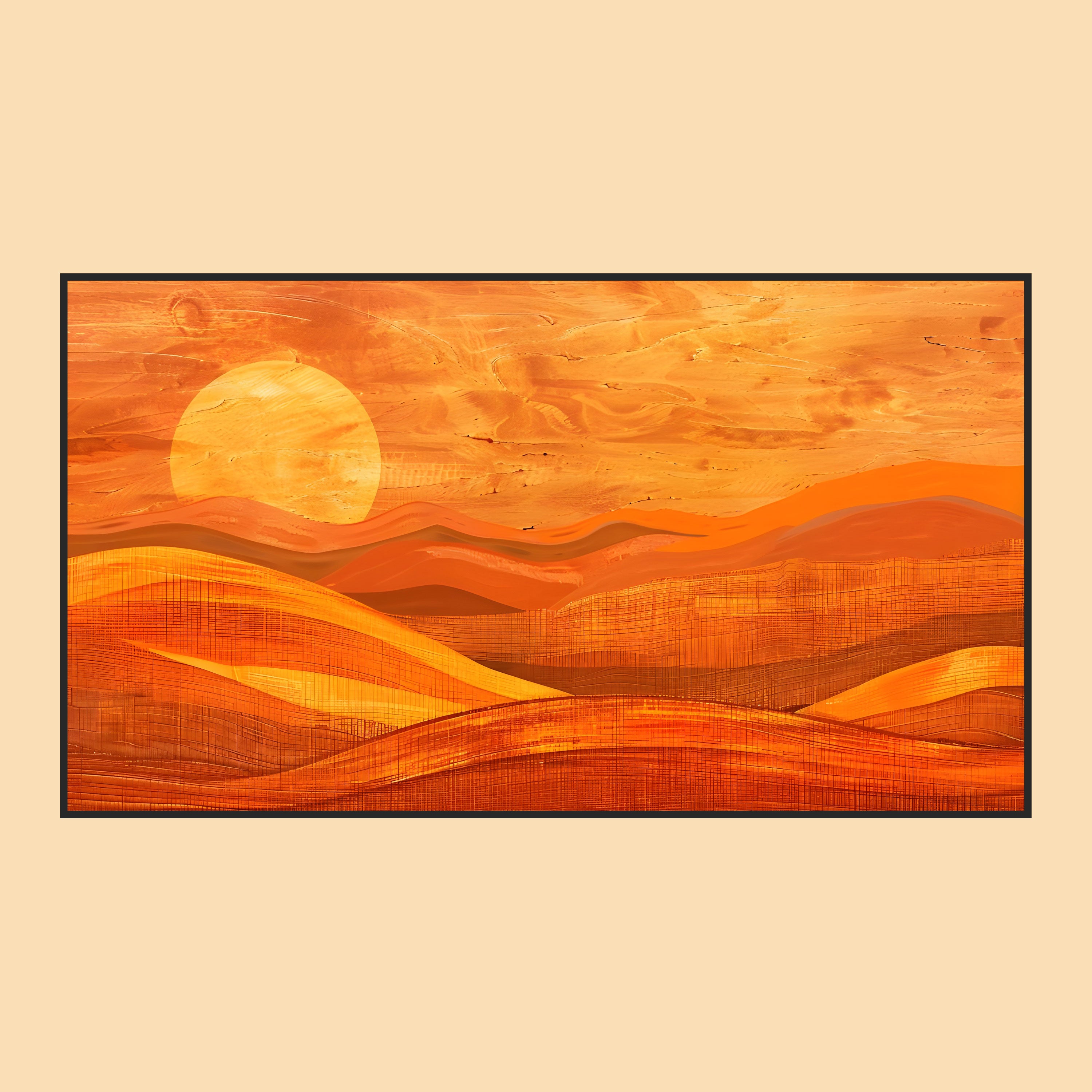 Amber Dunes – Sunset Abstract Landscape Wall Art by Krutik.