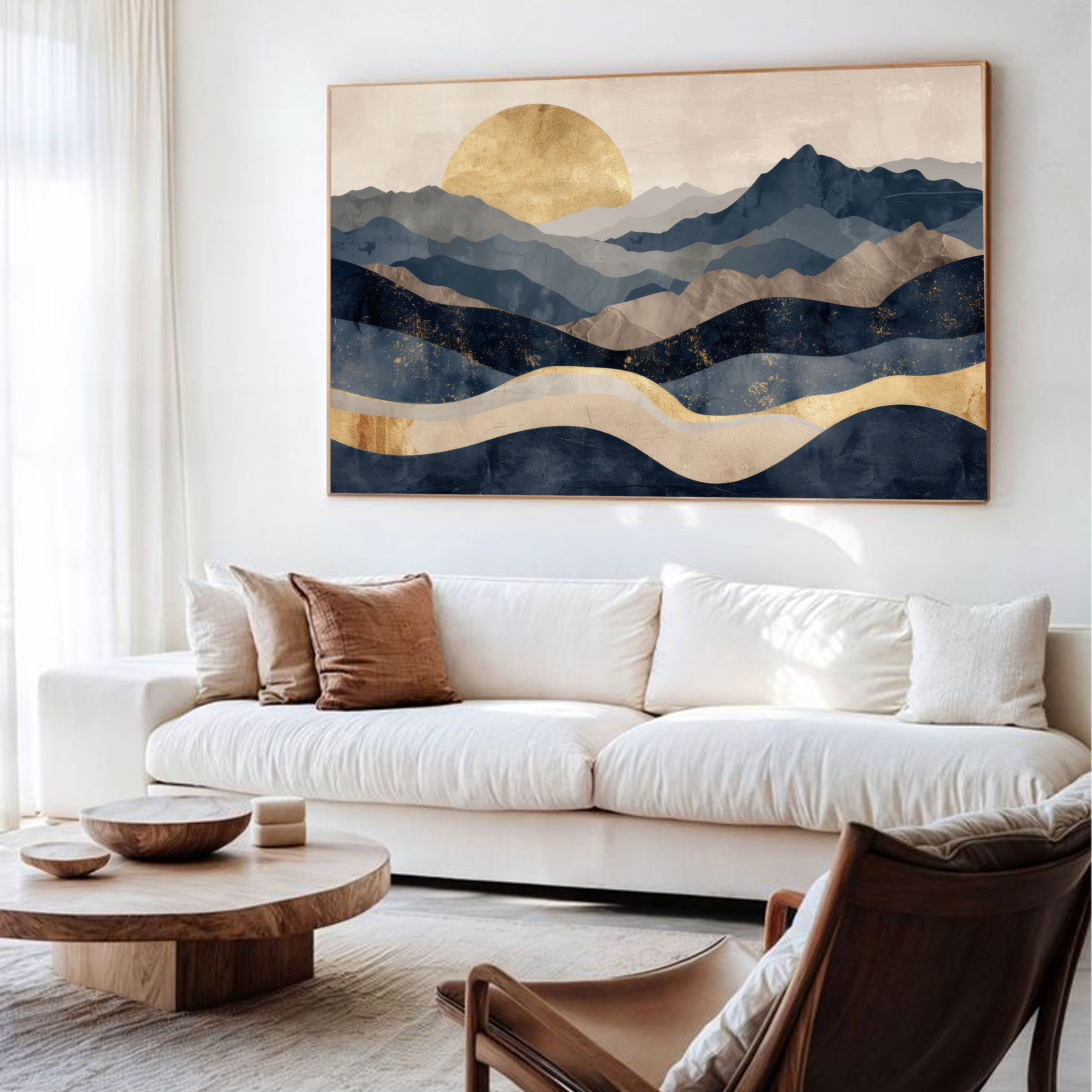 Golden Horizon: Abstract Landscape Art by Krutik.