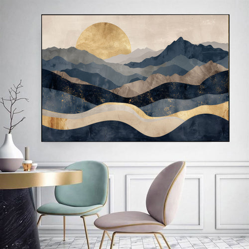 Golden Horizon: Abstract Landscape Art by Krutik.