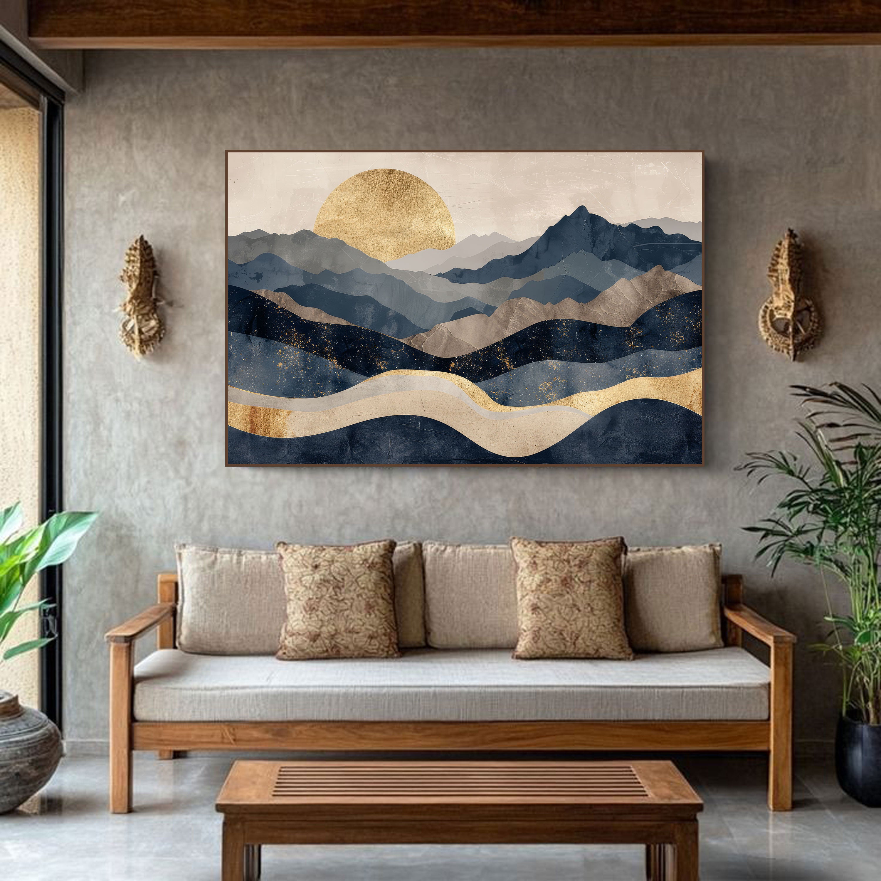 Golden Horizon: Abstract Landscape Art by Krutik.
