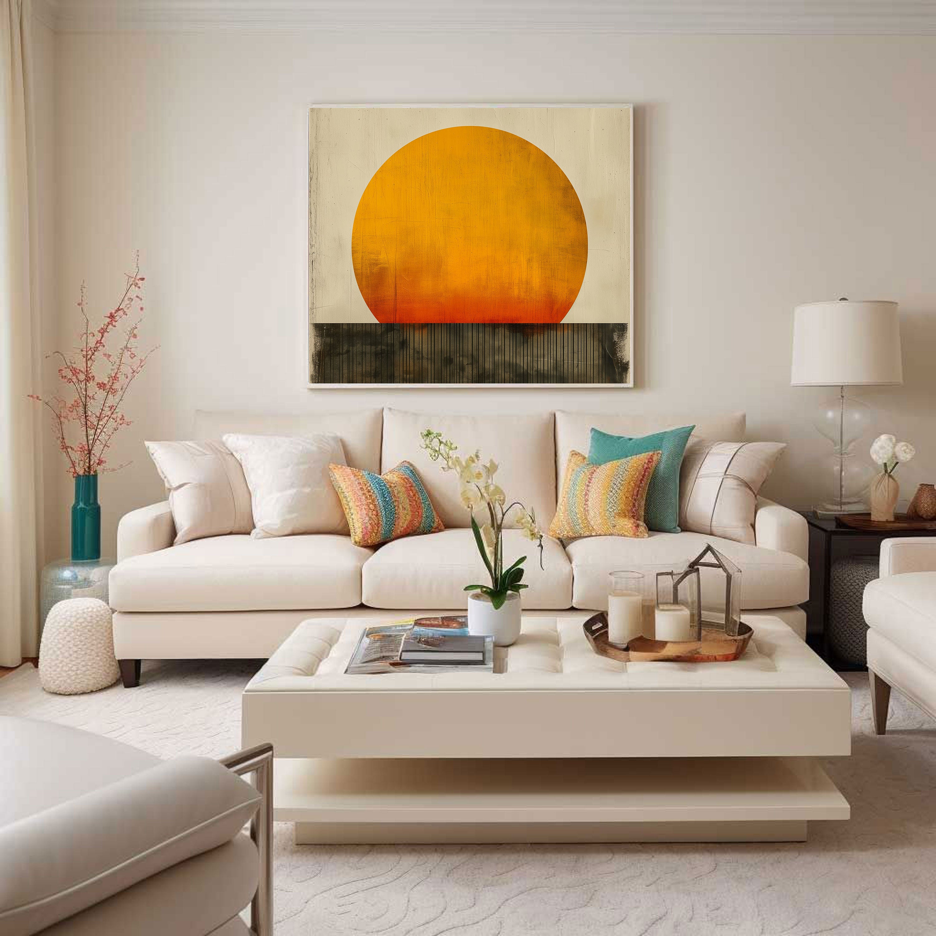 Solstice Glow – Minimal Abstract Sunset Wall Art by Krutik.