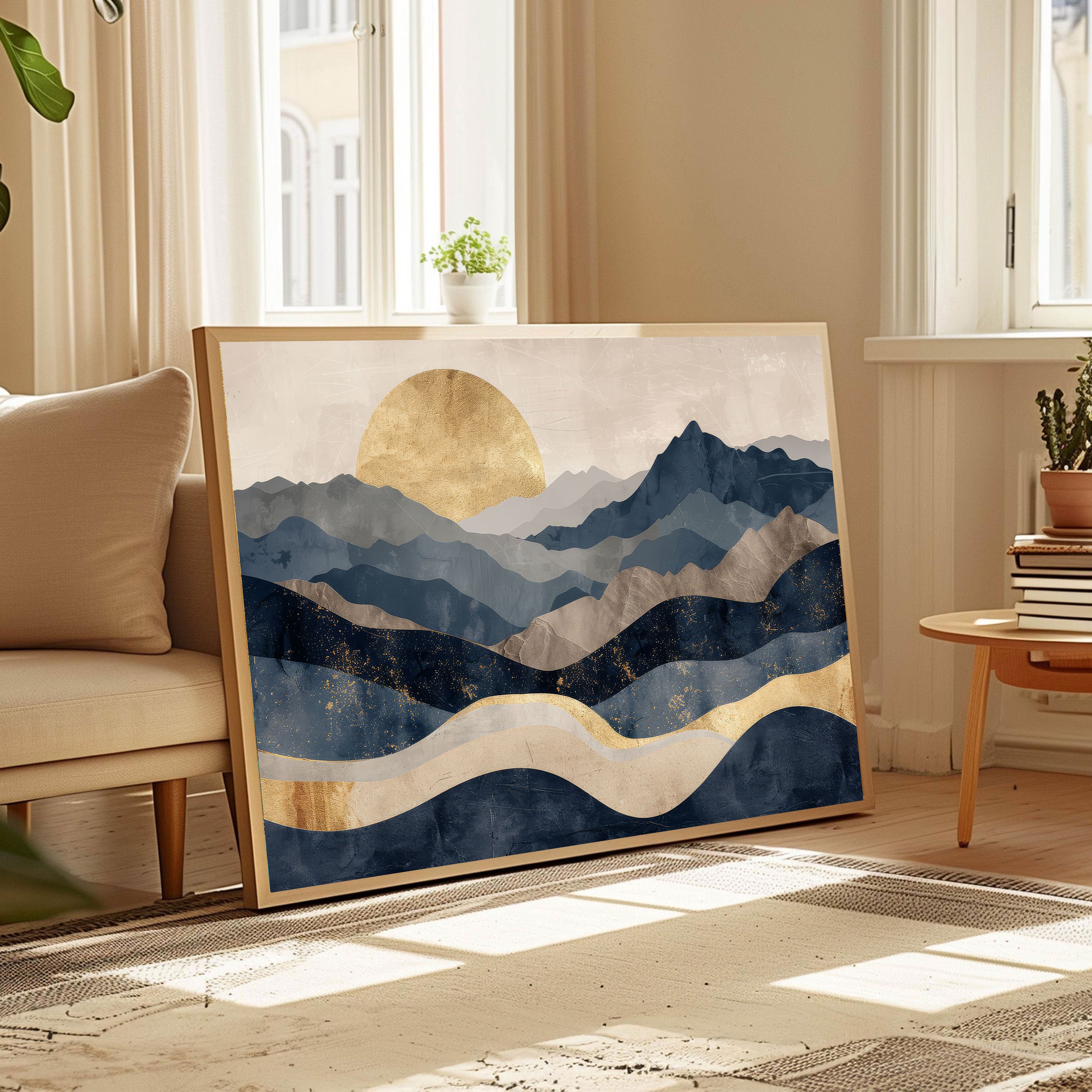 Golden Horizon: Abstract Landscape Art by Krutik.