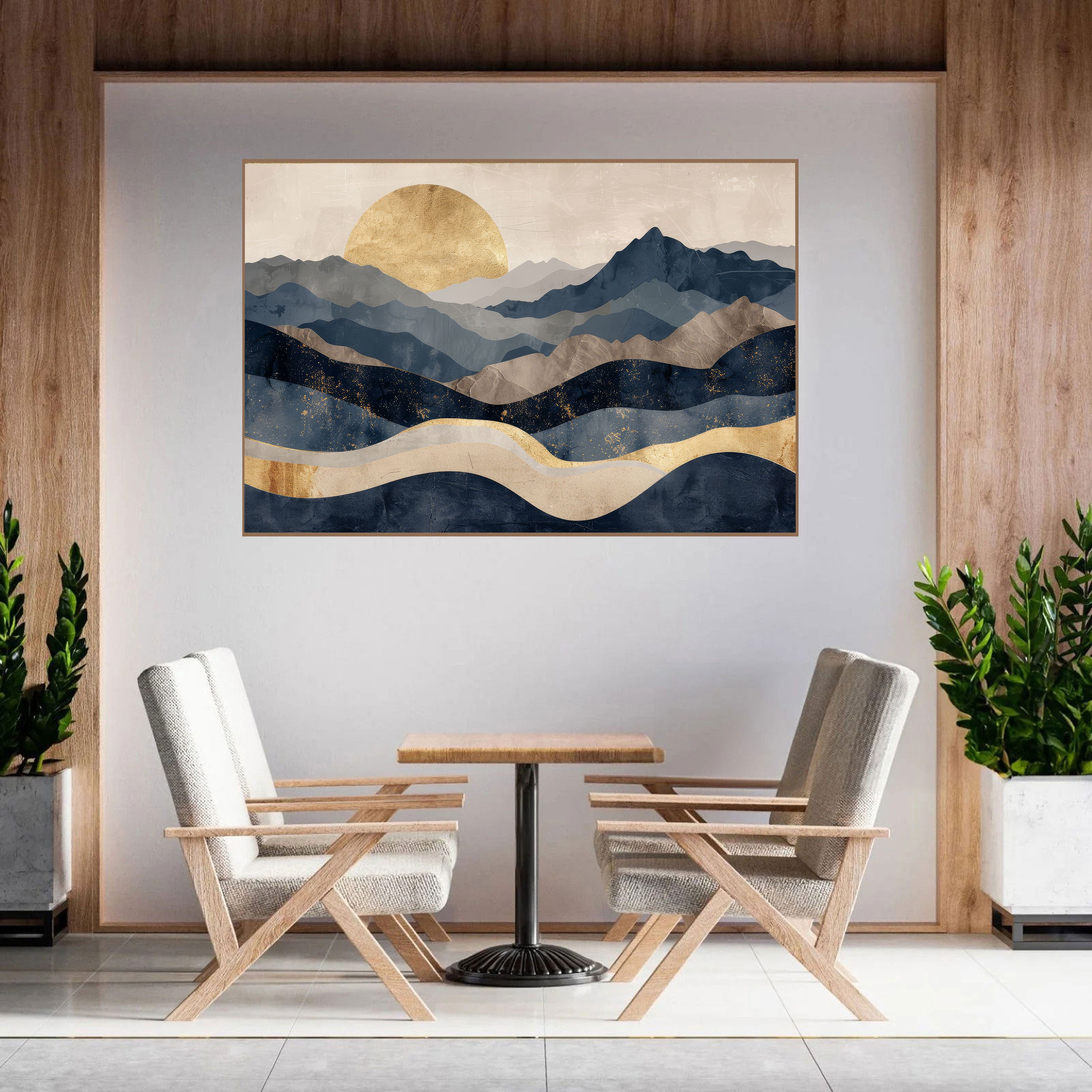 Golden Horizon: Abstract Landscape Art by Krutik.
