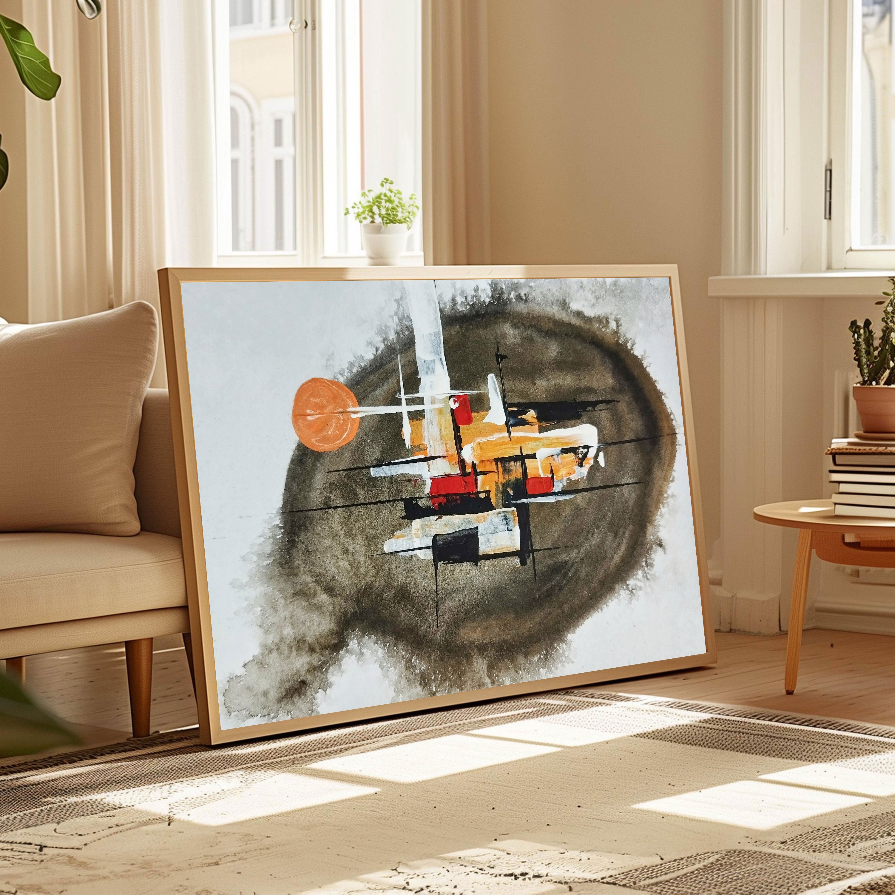 Earthbound Motion – Abstract Geometric Painting in Earthy Tones | Modern Wall Art by Krutik.