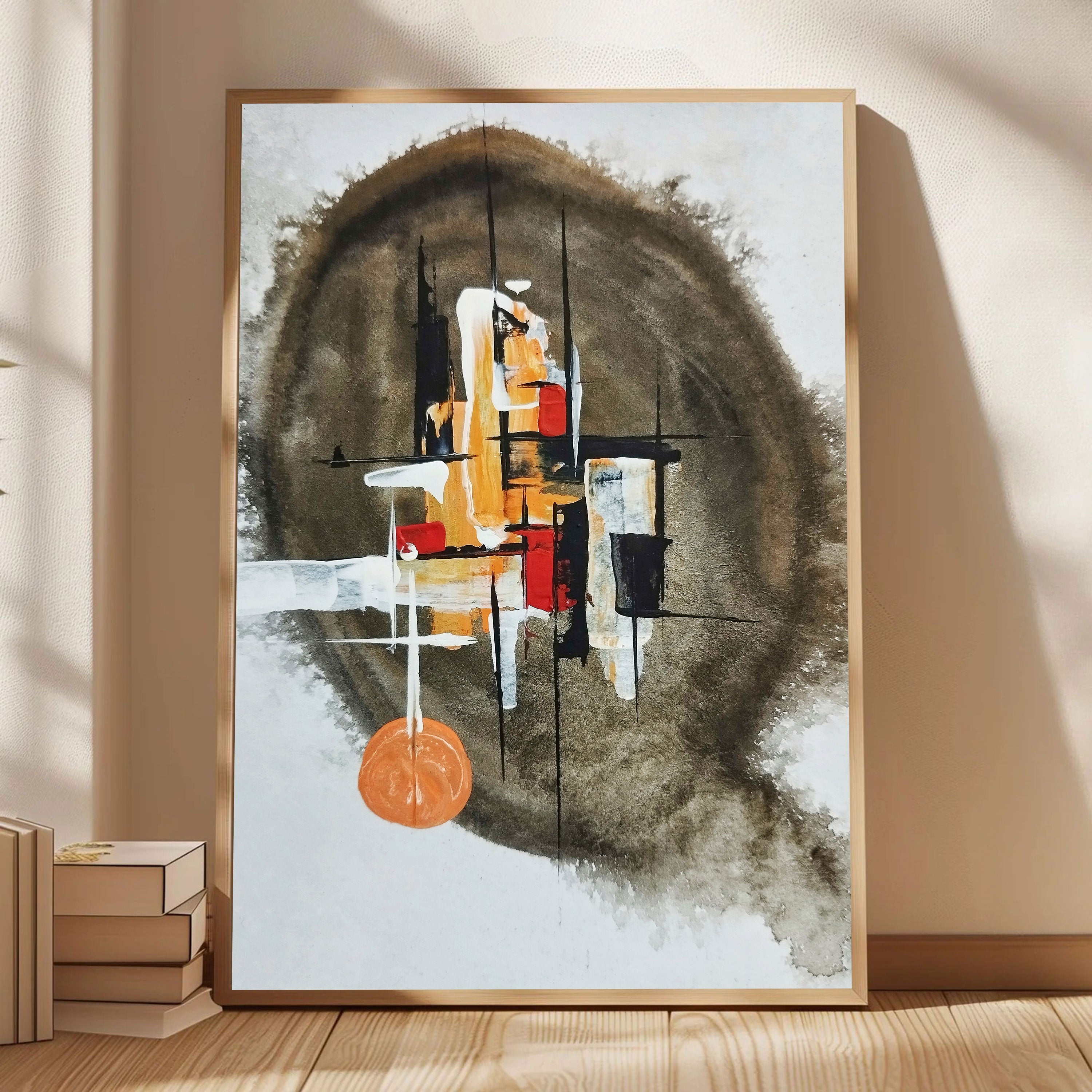 Earthbound Motion – Abstract Geometric Painting in Earthy Tones | Modern Wall Art by Krutik.