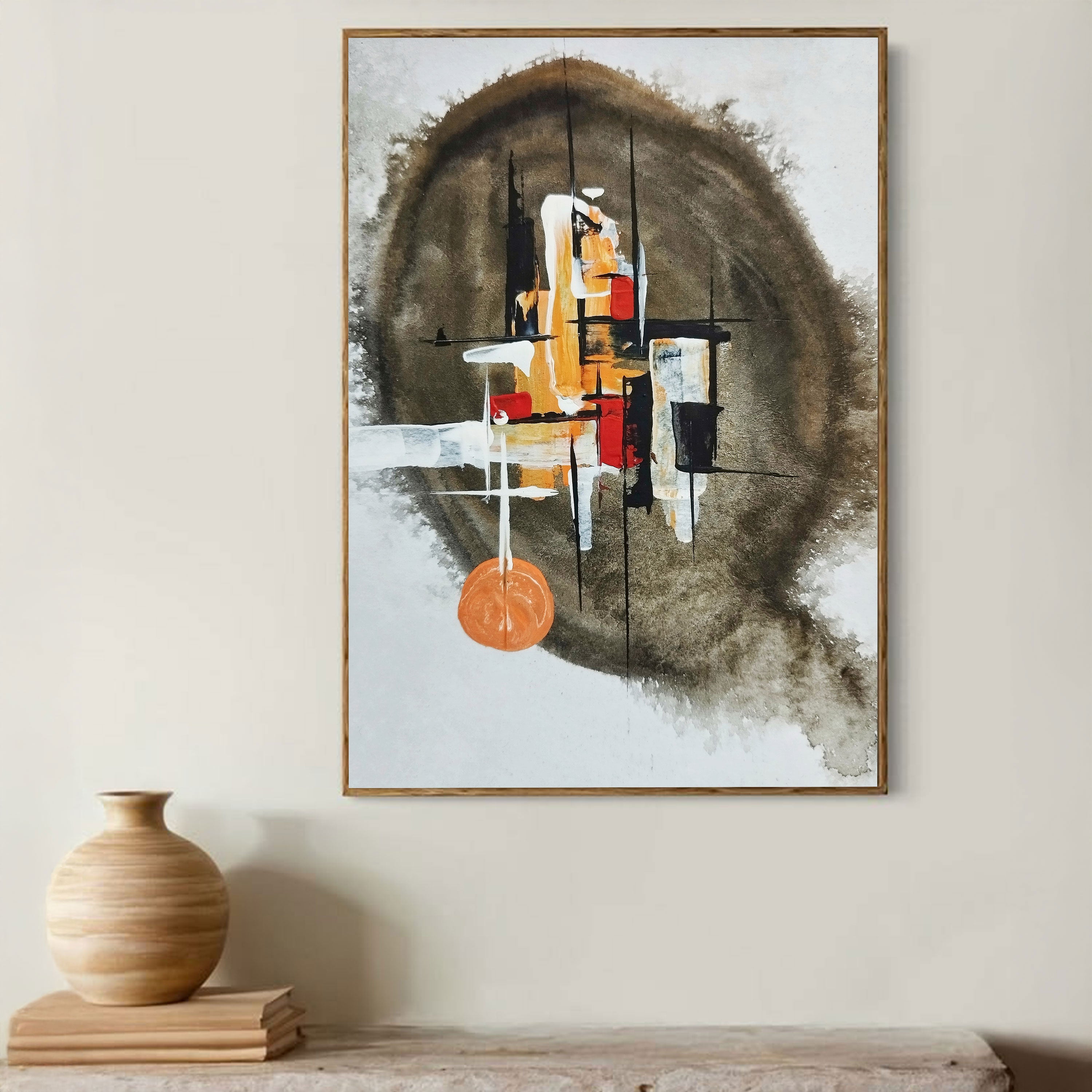 Earthbound Motion – Abstract Geometric Painting in Earthy Tones | Modern Wall Art by Krutik.