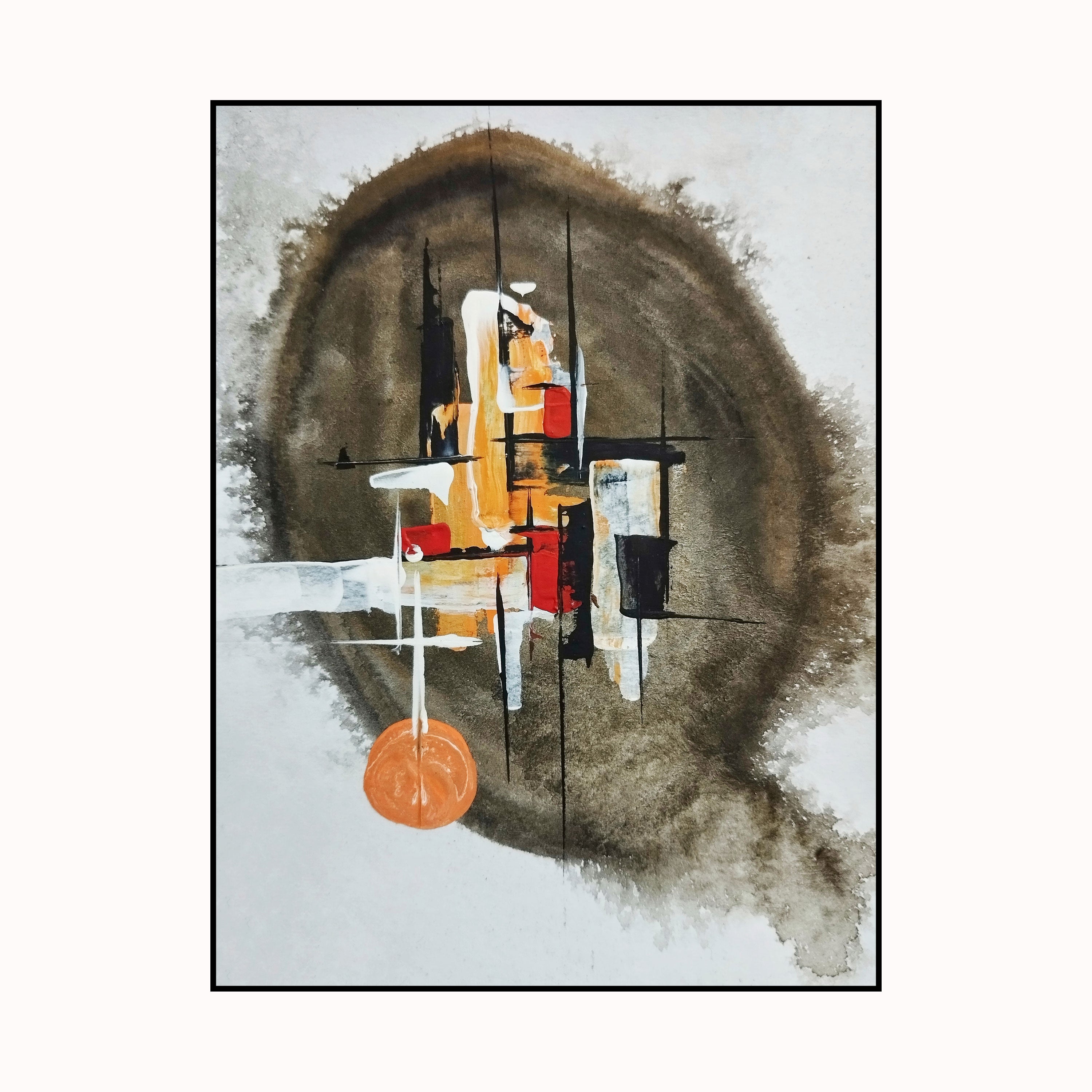 Earthbound Motion – Abstract Geometric Painting in Earthy Tones | Modern Wall Art by Krutik.