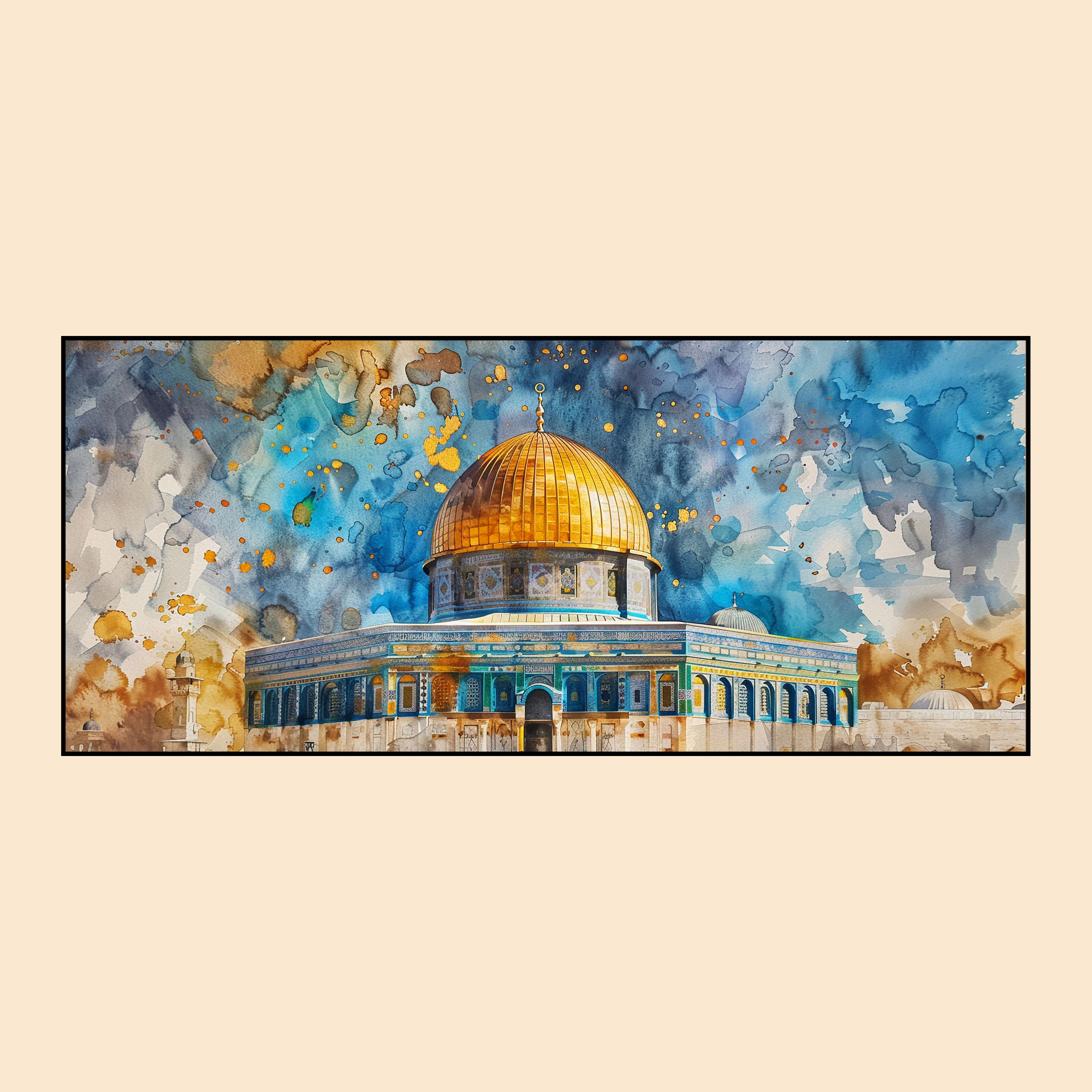 Celestial Dome – Watercolor Art of the Rock of Jerusalem