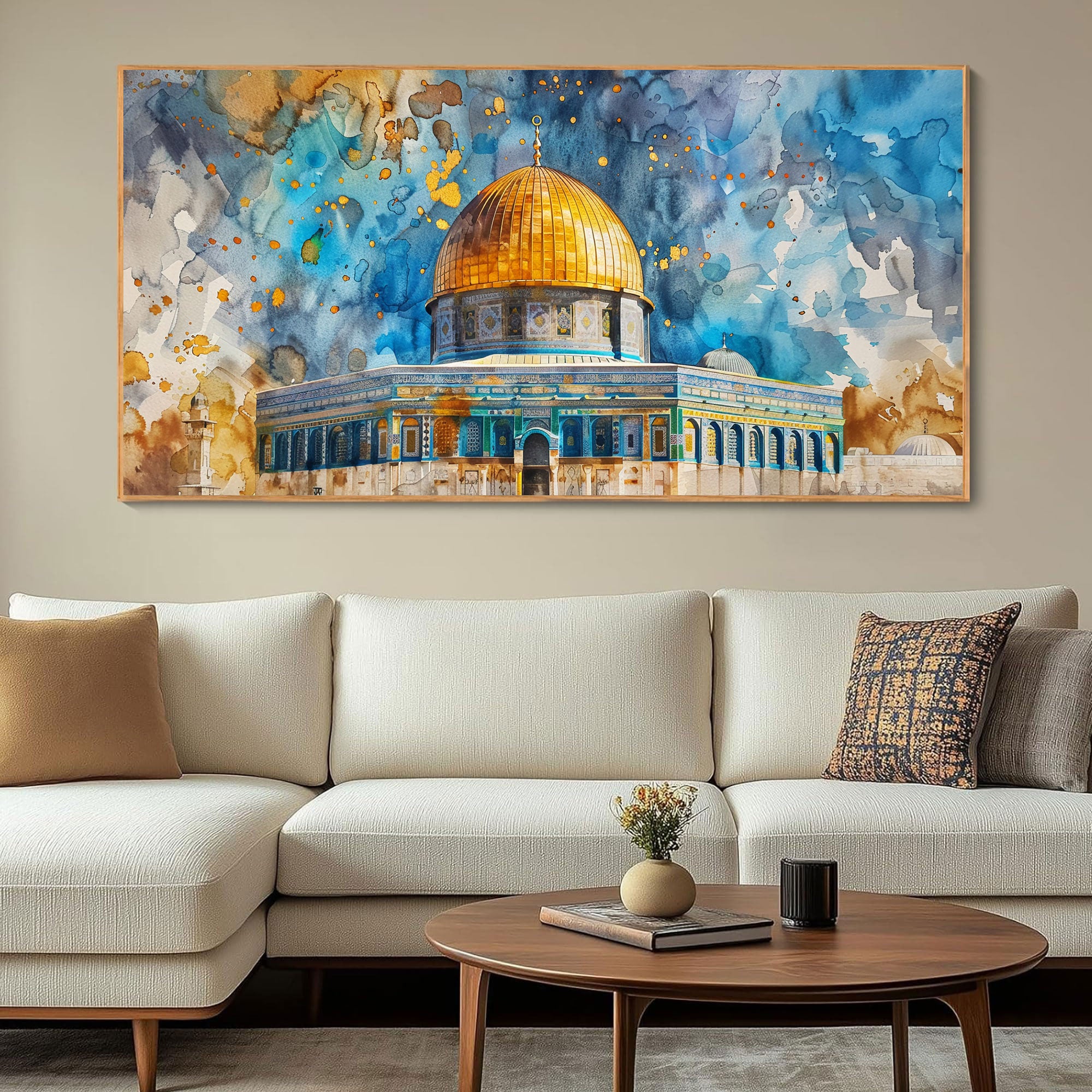 Celestial Dome – Watercolor Art of the Rock of Jerusalem