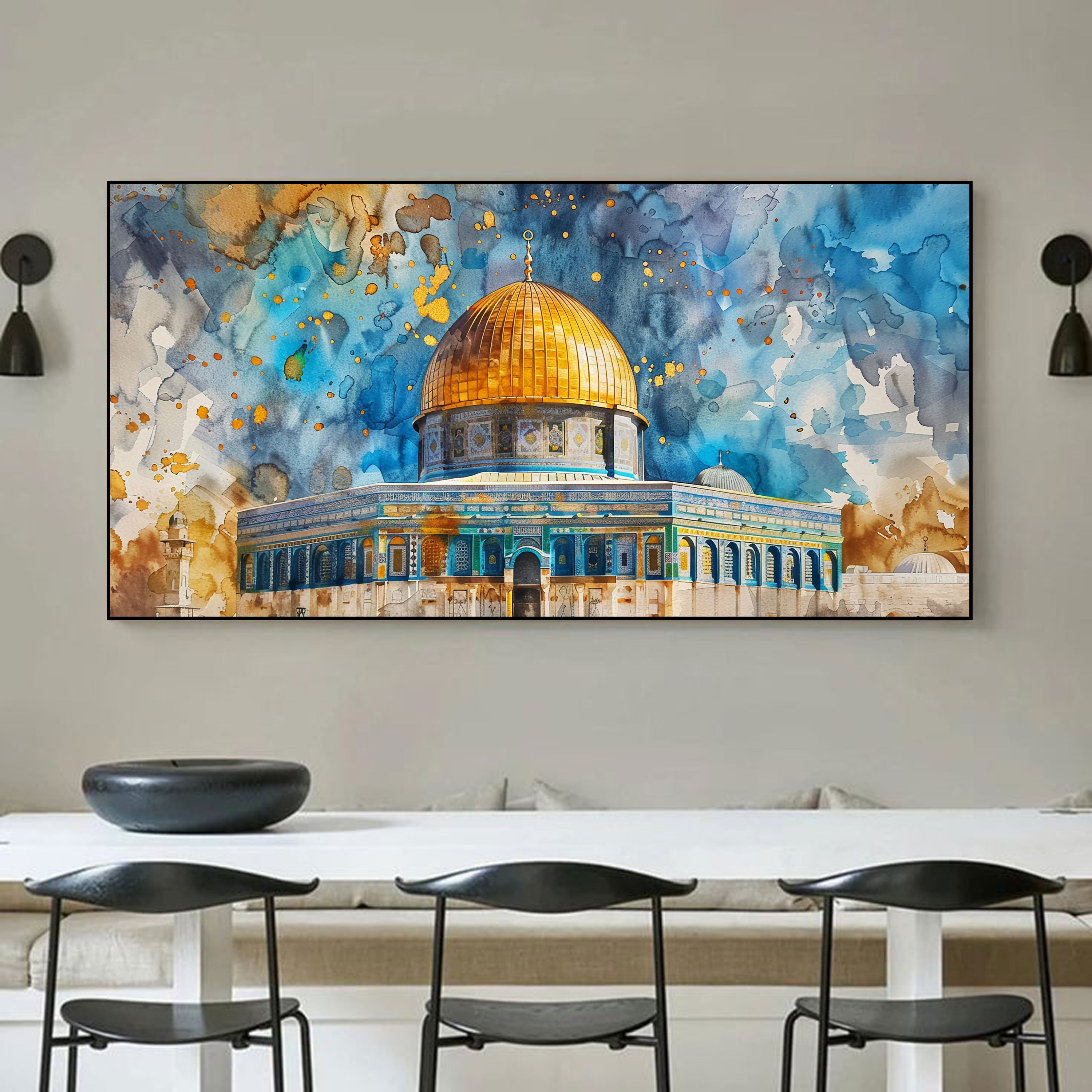Celestial Dome – Watercolor Art of the Rock of Jerusalem