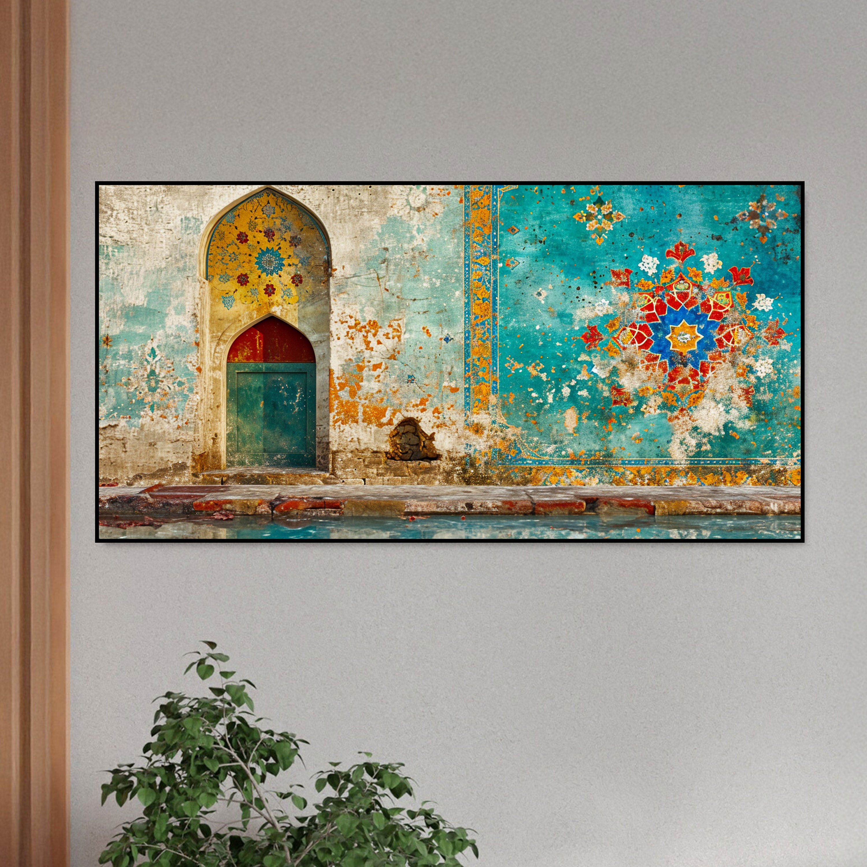 Echoes of the Wudu Wall – Vintage Islamic Door & Mosaic Art