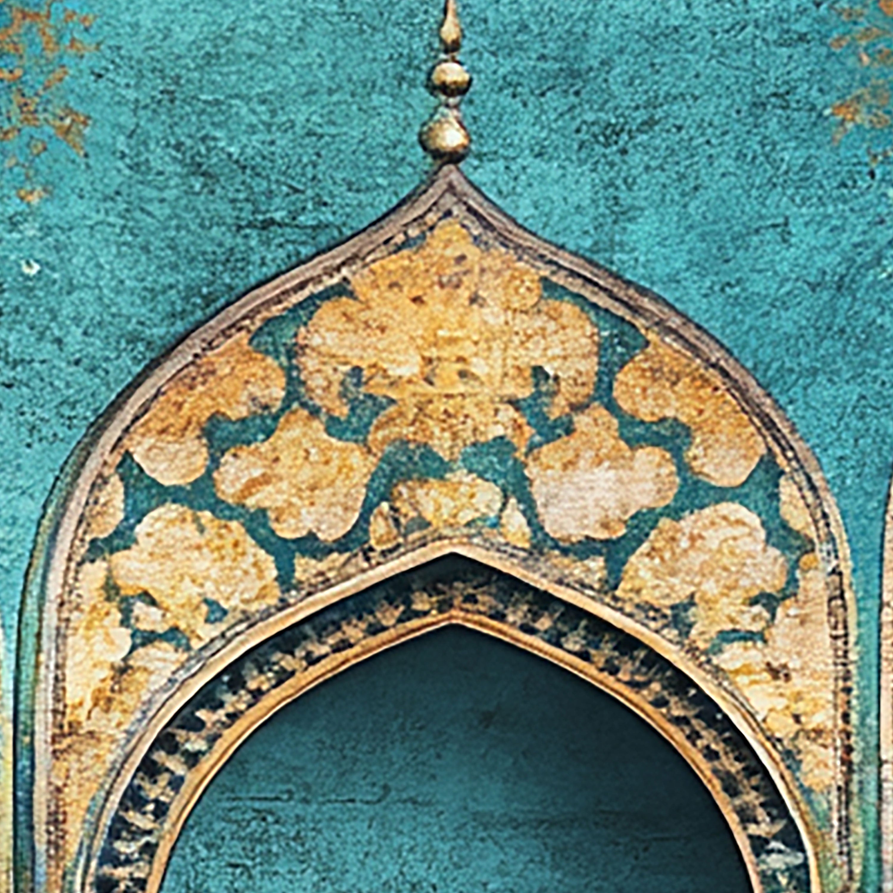 Sacred Trio – Golden Arch Islamic Wall Art in Turquoise.