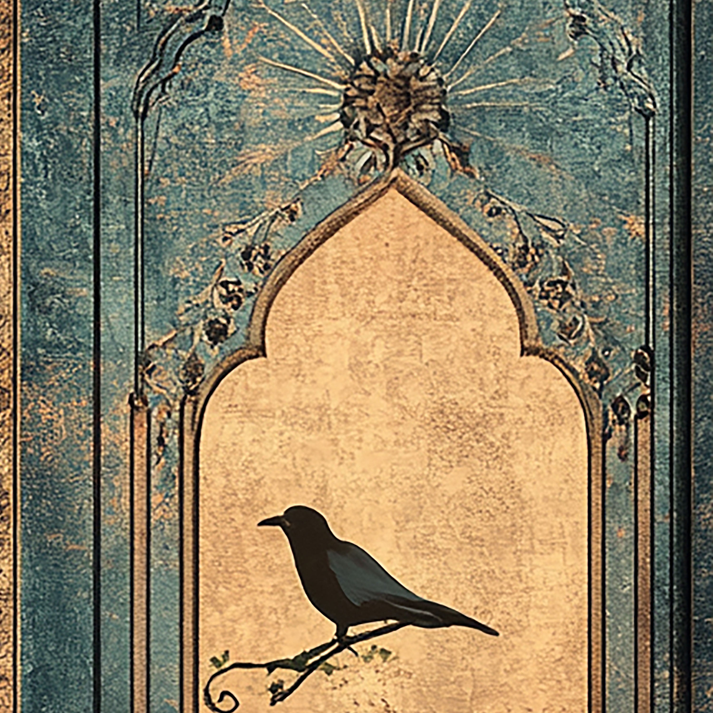 Verses on the Wall – Twin Panels of Mosque, Birds & Blossoms