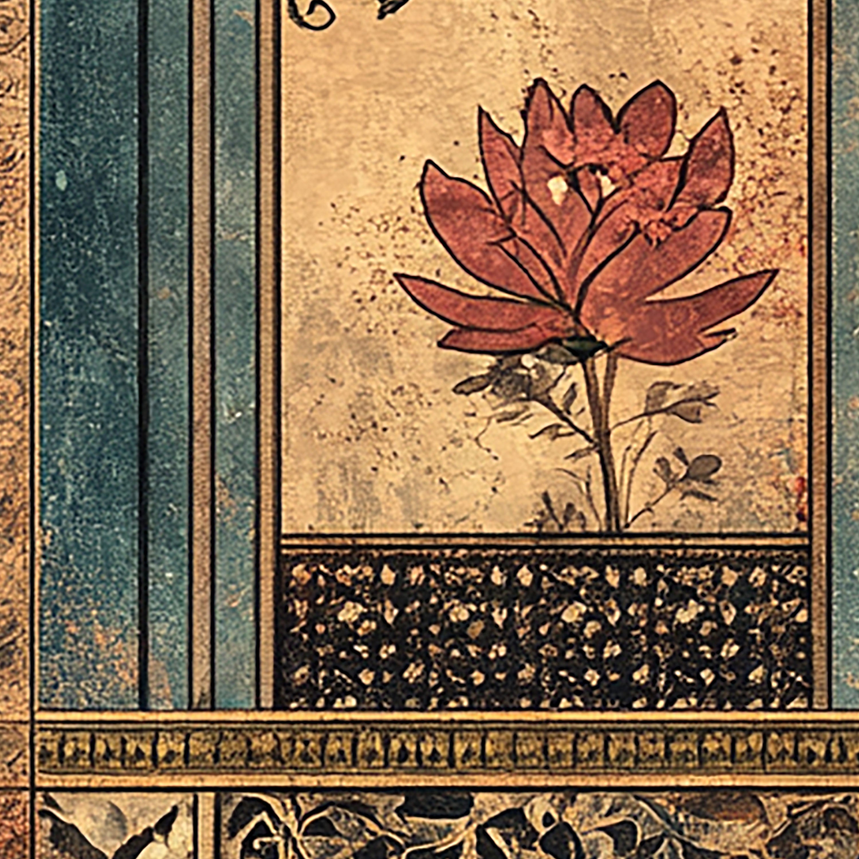 Verses on the Wall – Twin Panels of Mosque, Birds & Blossoms