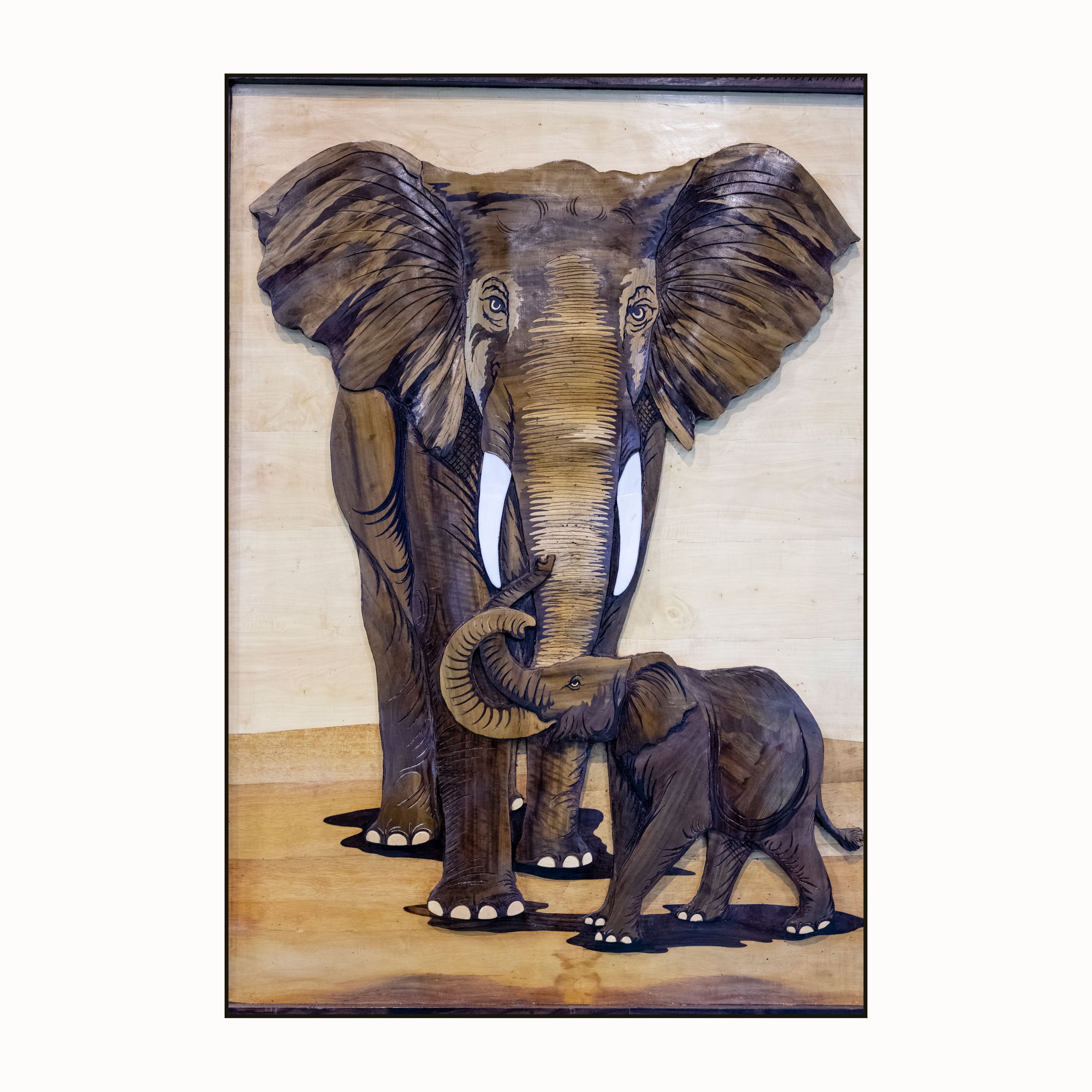 Elephant Family Canvas Painting – Symbolic Animal Wall Painting for Home.