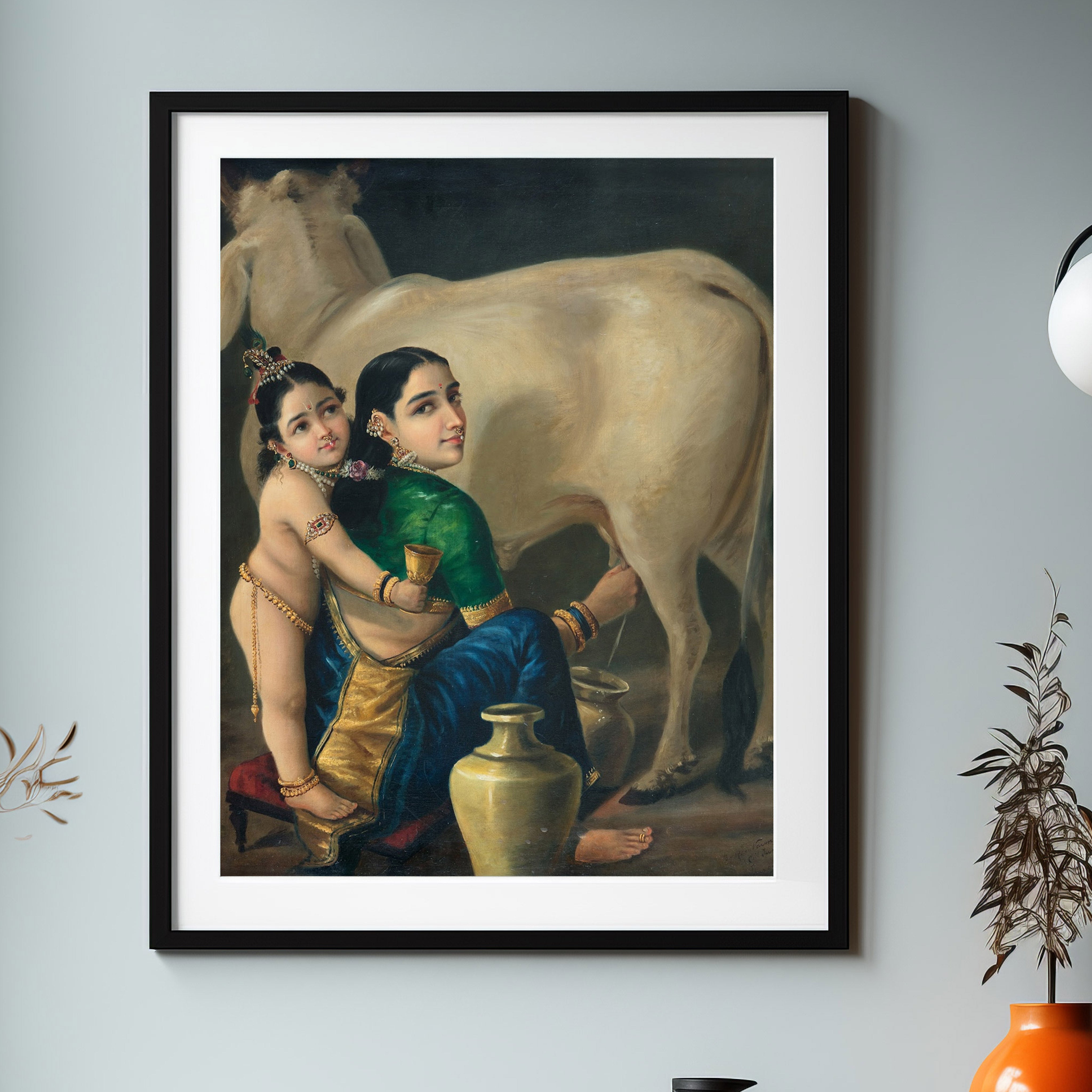 Raja Ravi Varma | Yashoda Ji with Bal Krishna Wall Painting | Indian Classical Wall Art | Krutik