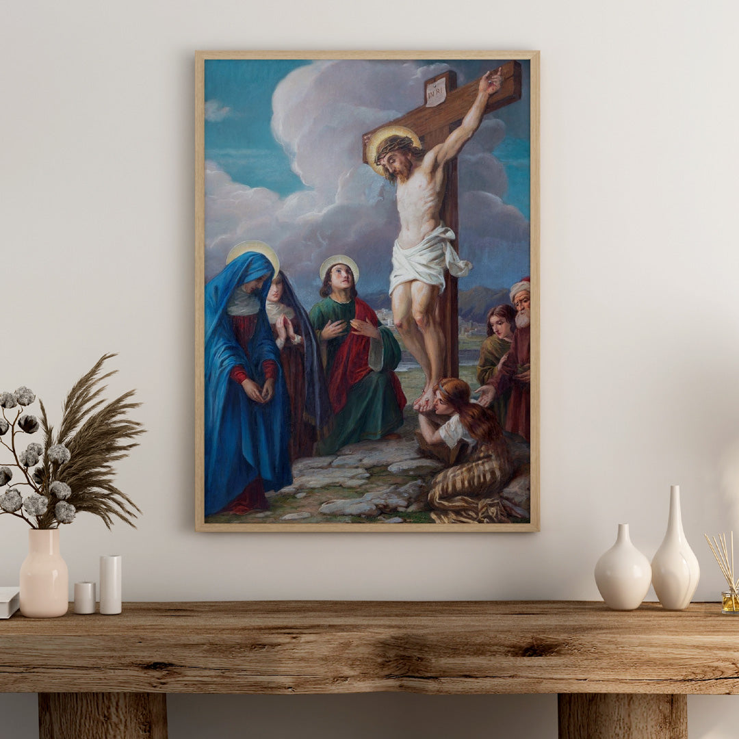 The Crucifixion of Jesus: A Scene of Suffering and Devotion
