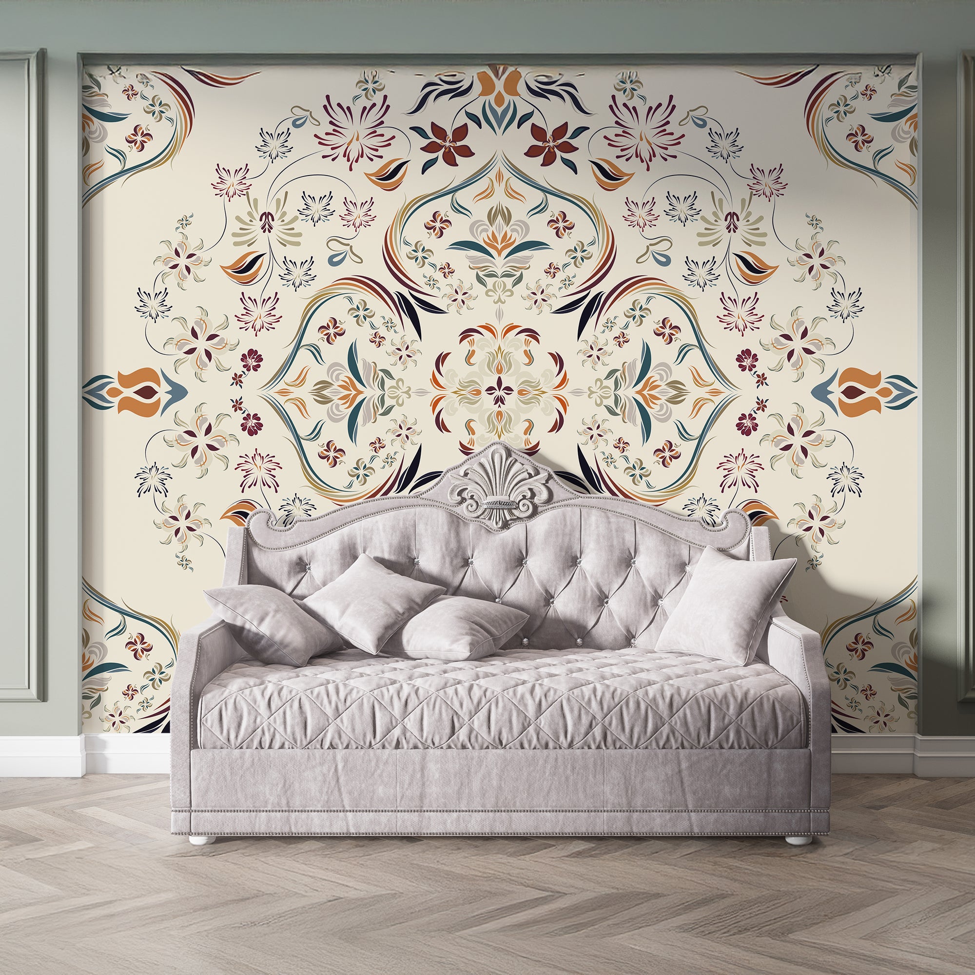 Floral Mandala Wallpaper – Elegant Classic Patterned Wall Covering