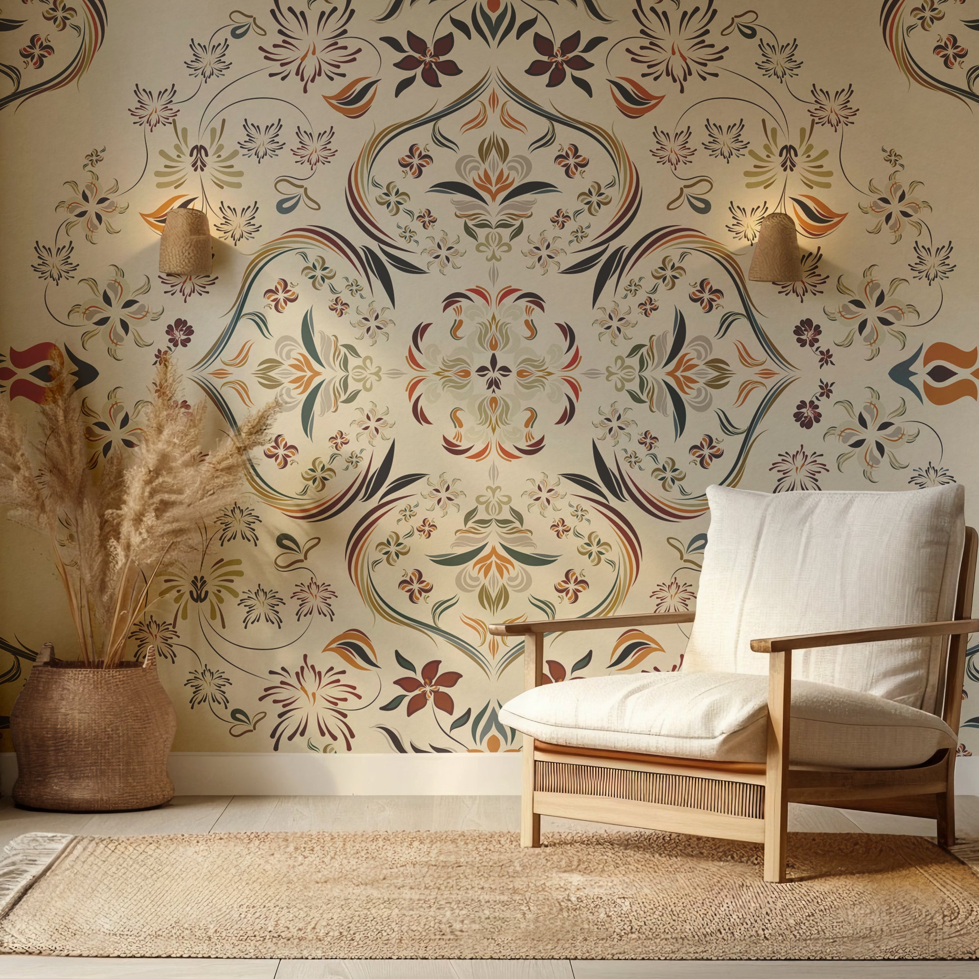Floral Mandala Wallpaper – Elegant Classic Patterned Wall Covering
