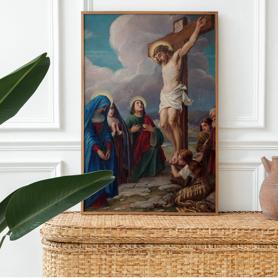 The Crucifixion of Jesus: A Scene of Suffering and Devotion