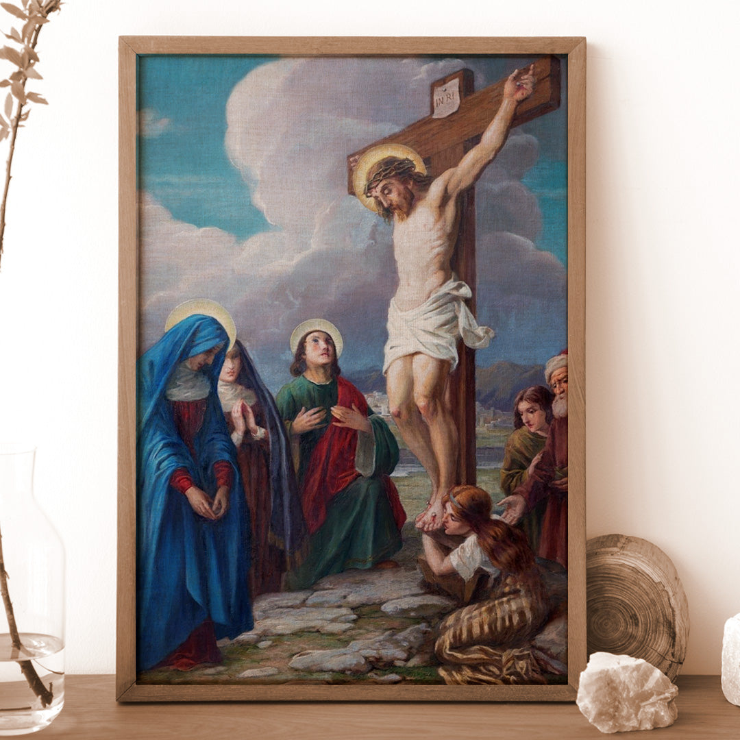 The Crucifixion of Jesus: A Scene of Suffering and Devotion