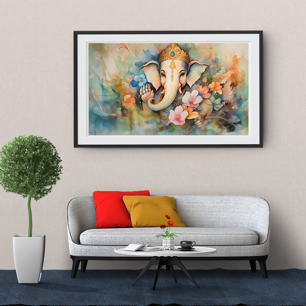 Pastel Floral Ganesha - Abstract Art.