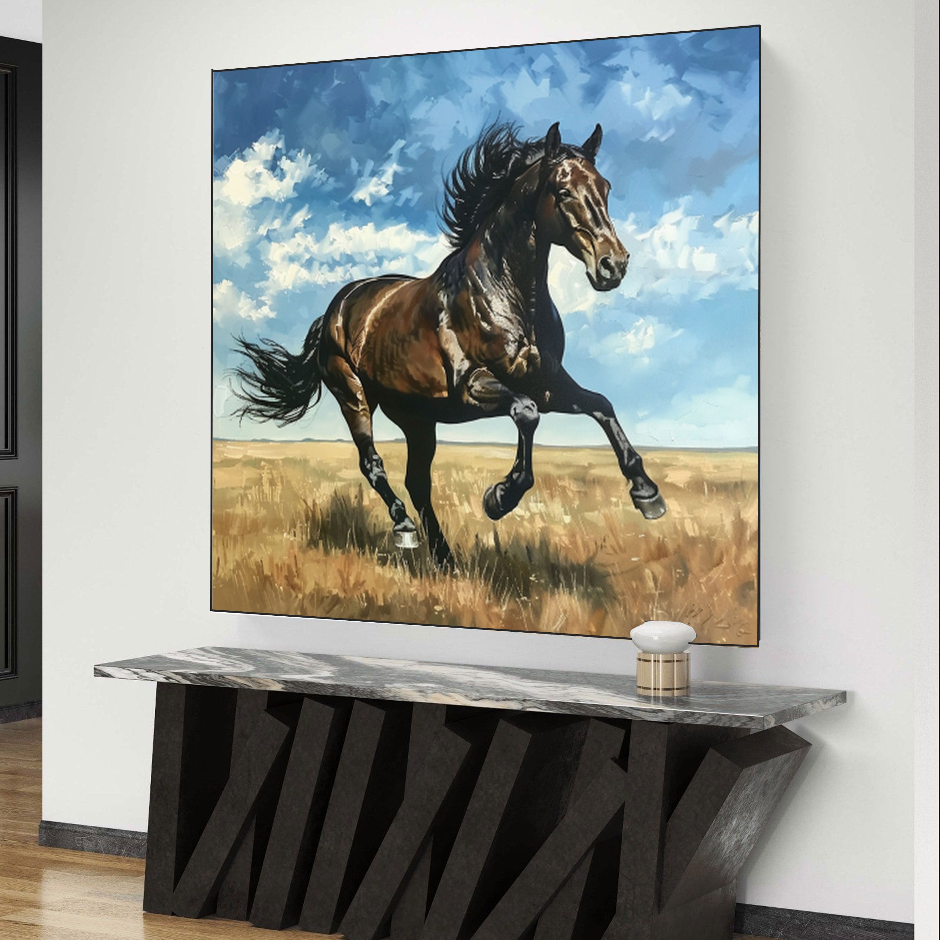 Prairie Thunder: Wild Bay Horse Galloping by Krutik