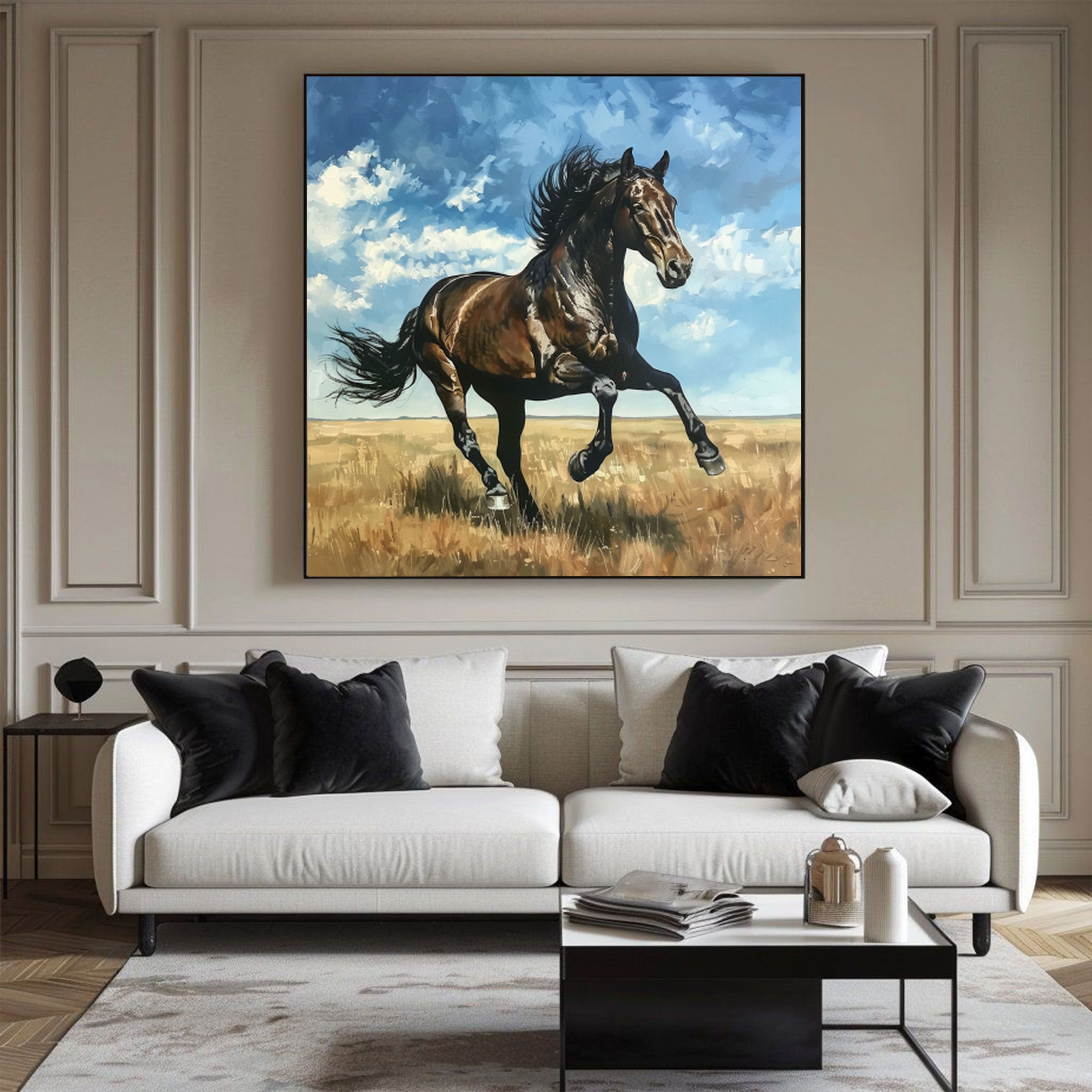 Prairie Thunder: Wild Bay Horse Galloping by Krutik