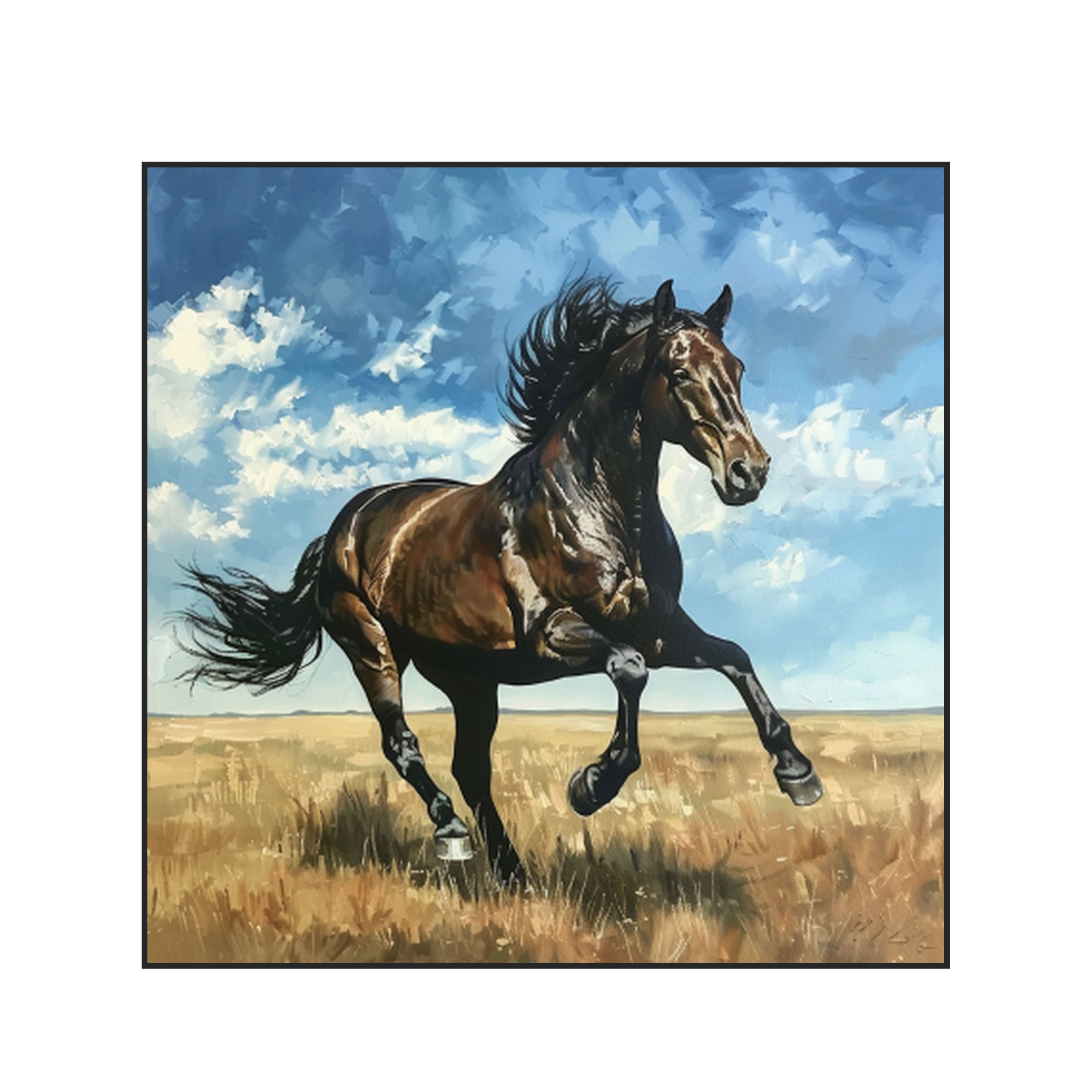 Prairie Thunder: Wild Bay Horse Galloping by Krutik