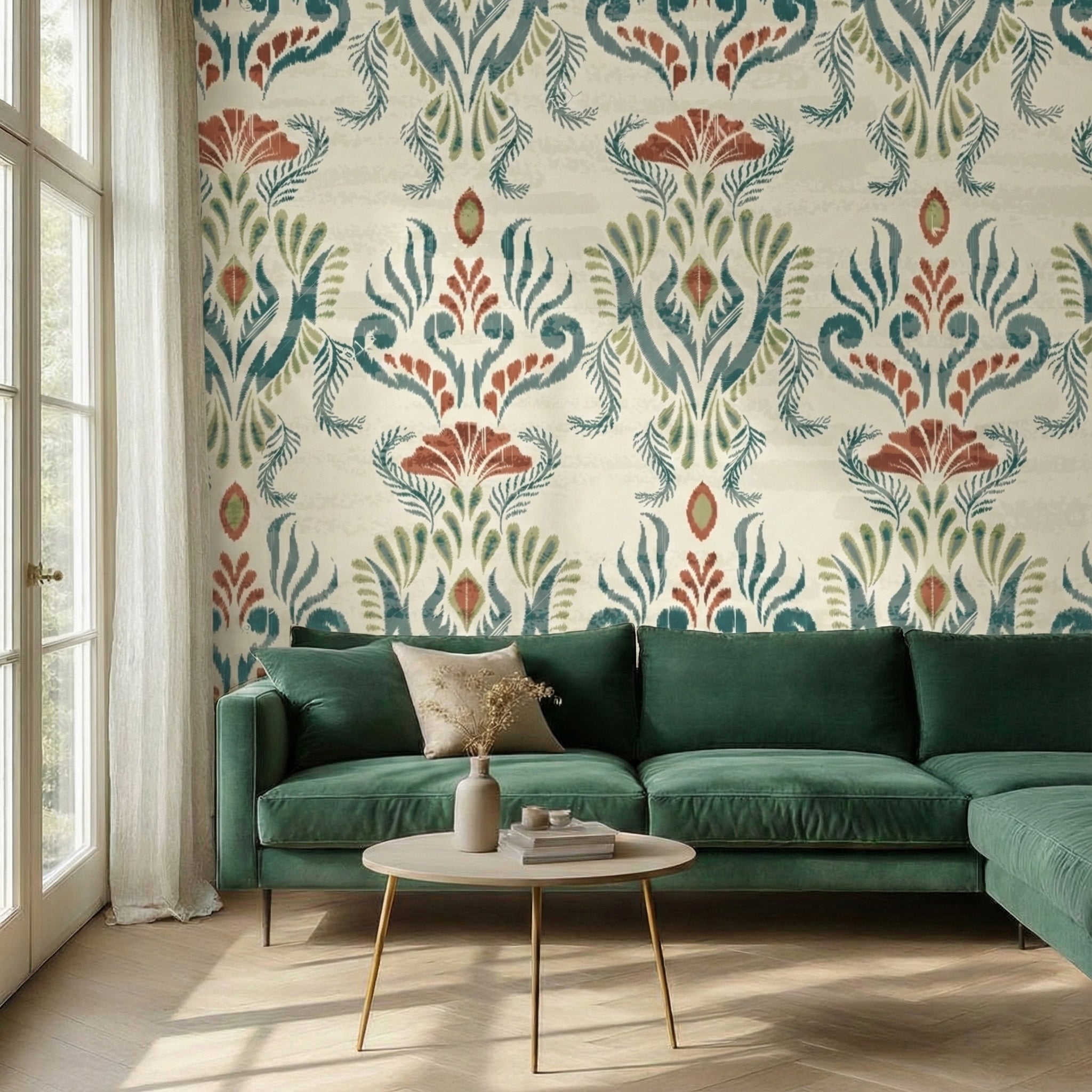 Handcrafted Ikat Pattern Wallpaper | Premium Designer Wall Art – Krutik