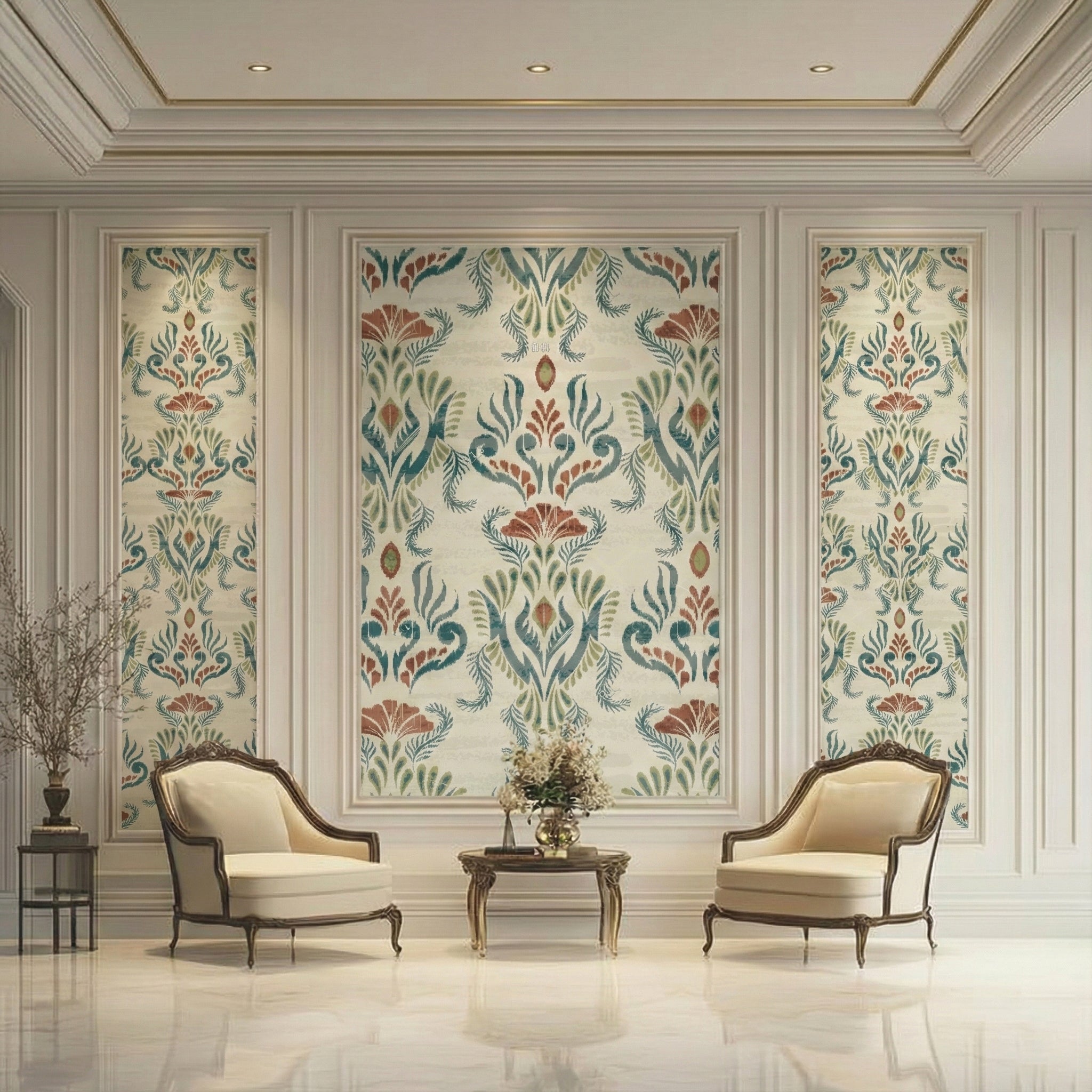 Handcrafted Ikat Pattern Wallpaper | Premium Designer Wall Art – Krutik