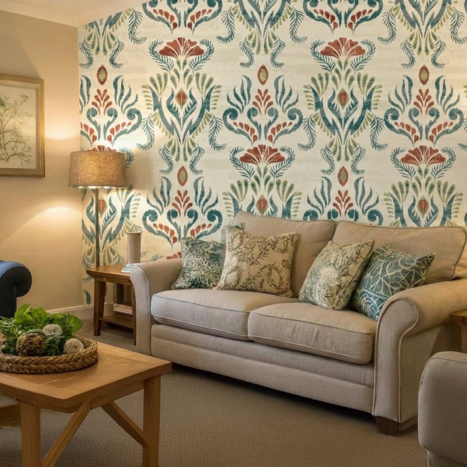 Handcrafted Ikat Pattern Wallpaper | Premium Designer Wall Art – Krutik