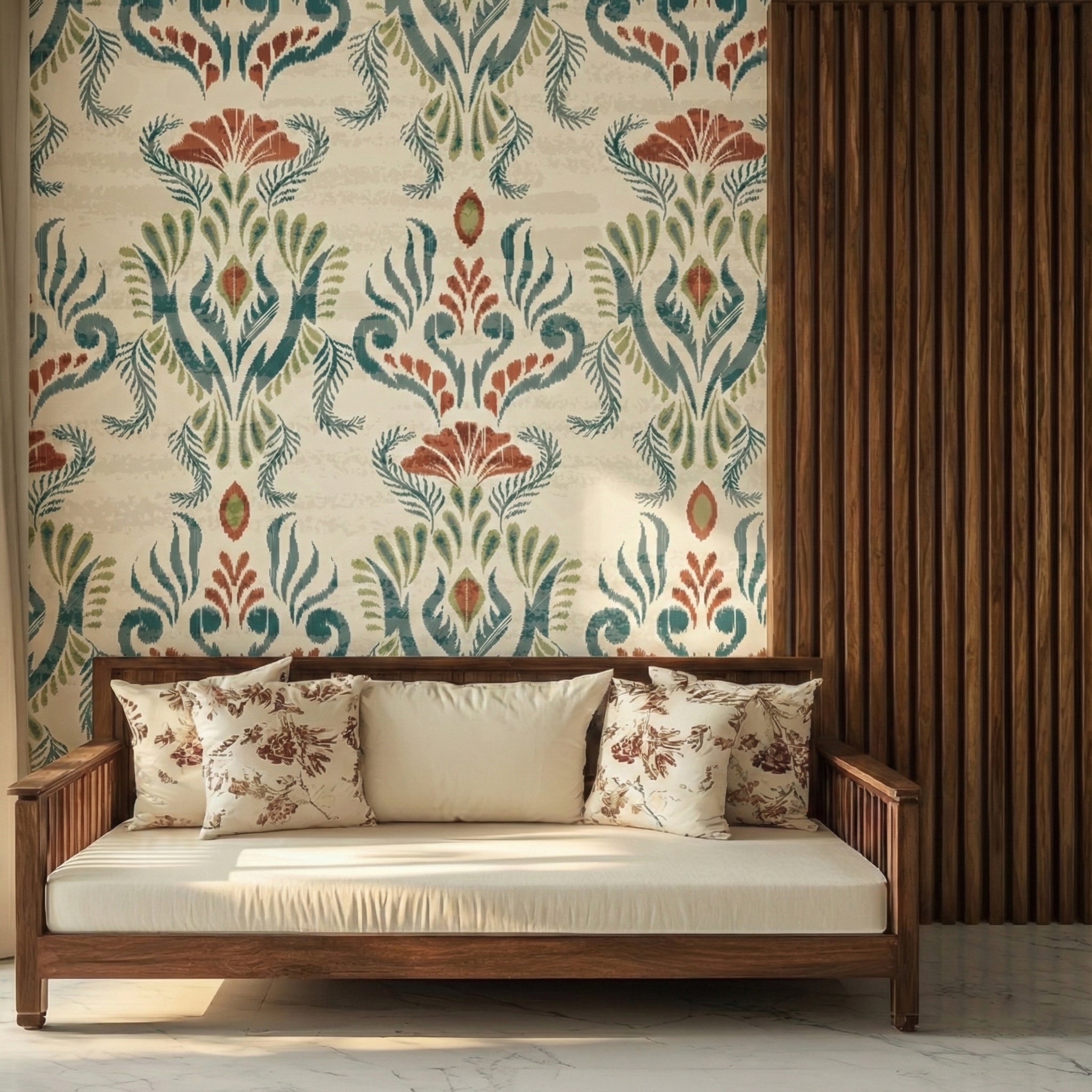 Handcrafted Ikat Pattern Wallpaper | Premium Designer Wall Art – Krutik