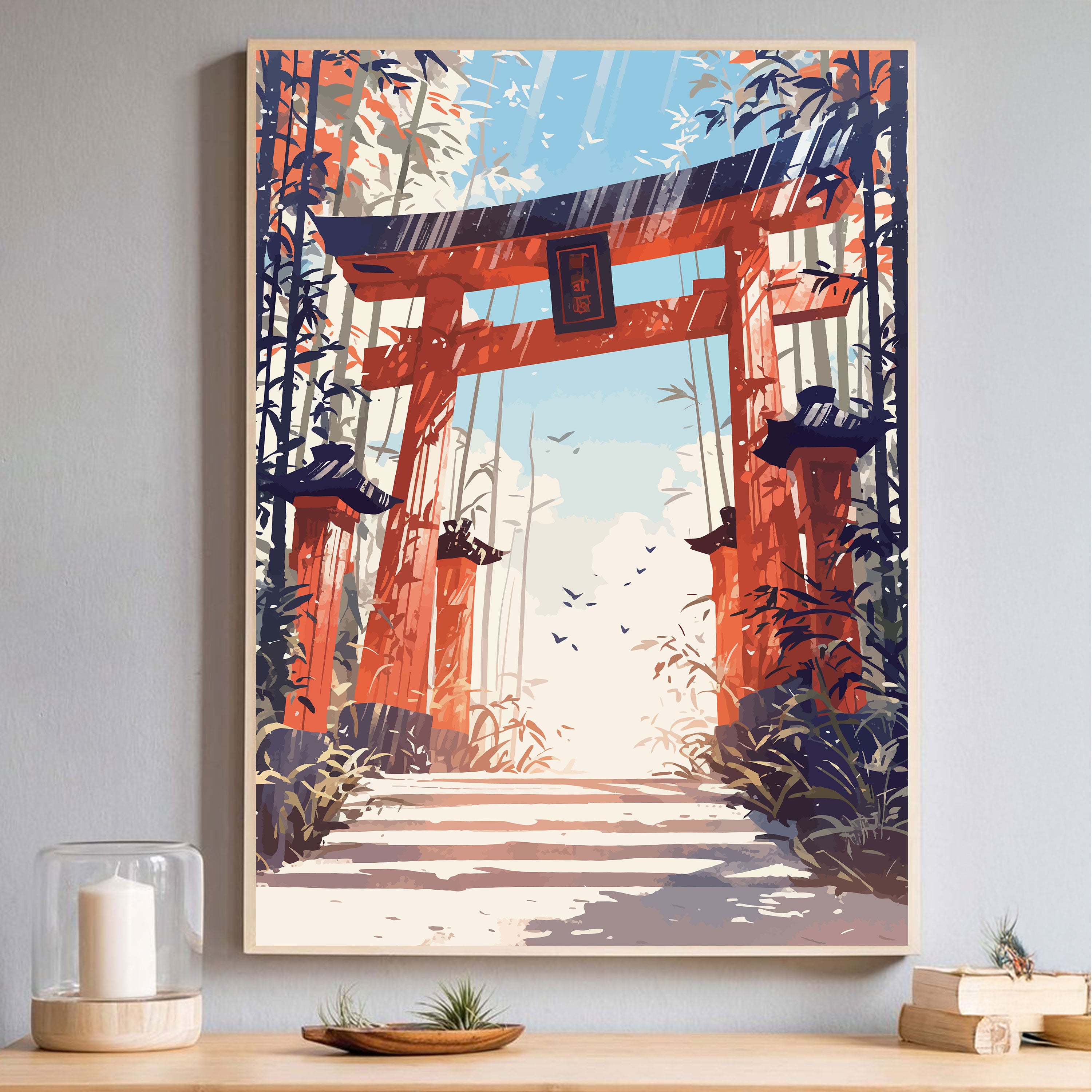 Torii no Asahi – Japanese Shrine Gate with Sunrise & Bamboo Path.