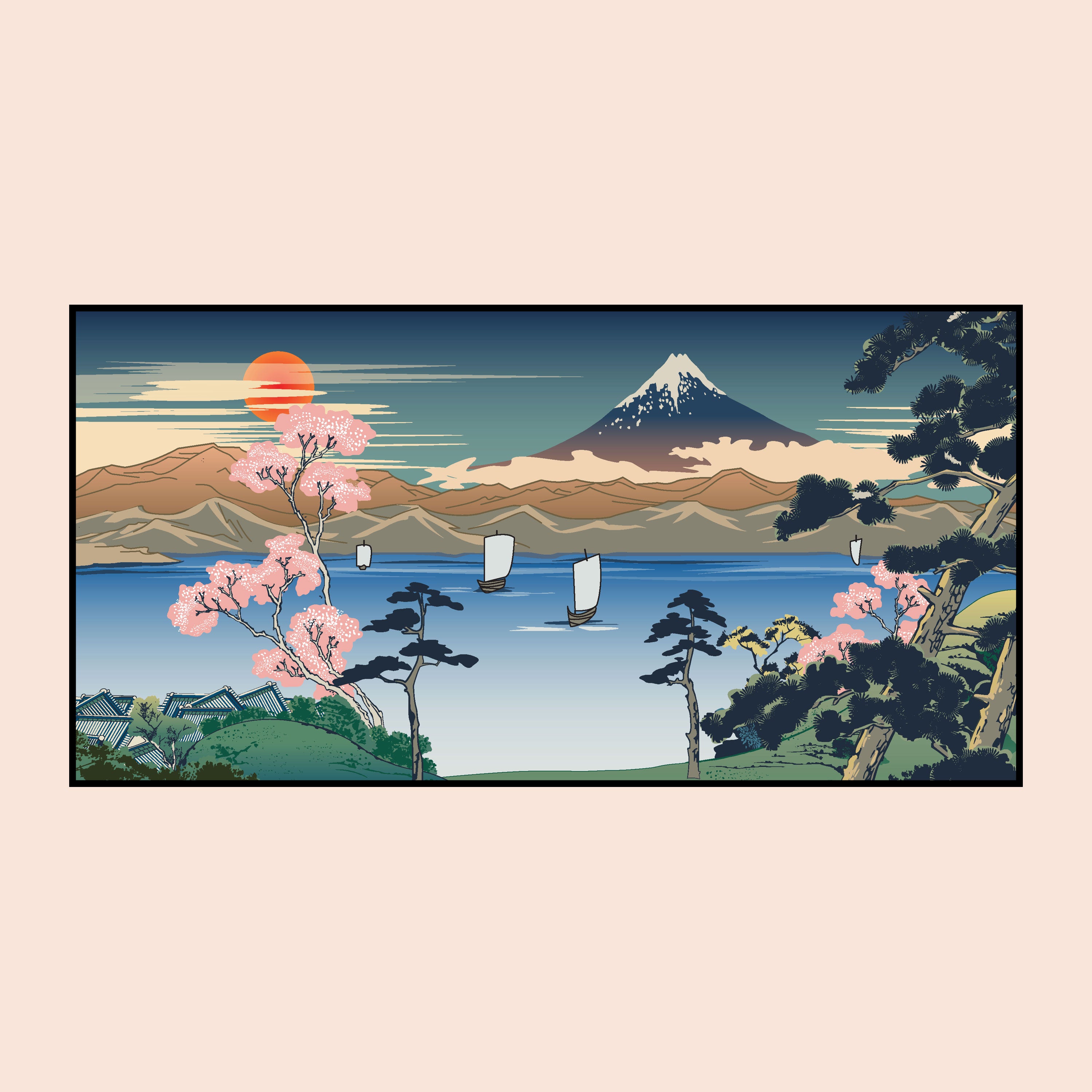Sakura no Michi – Japanese Scenic Landscape with Mount Fuji & Cherry Blossoms.