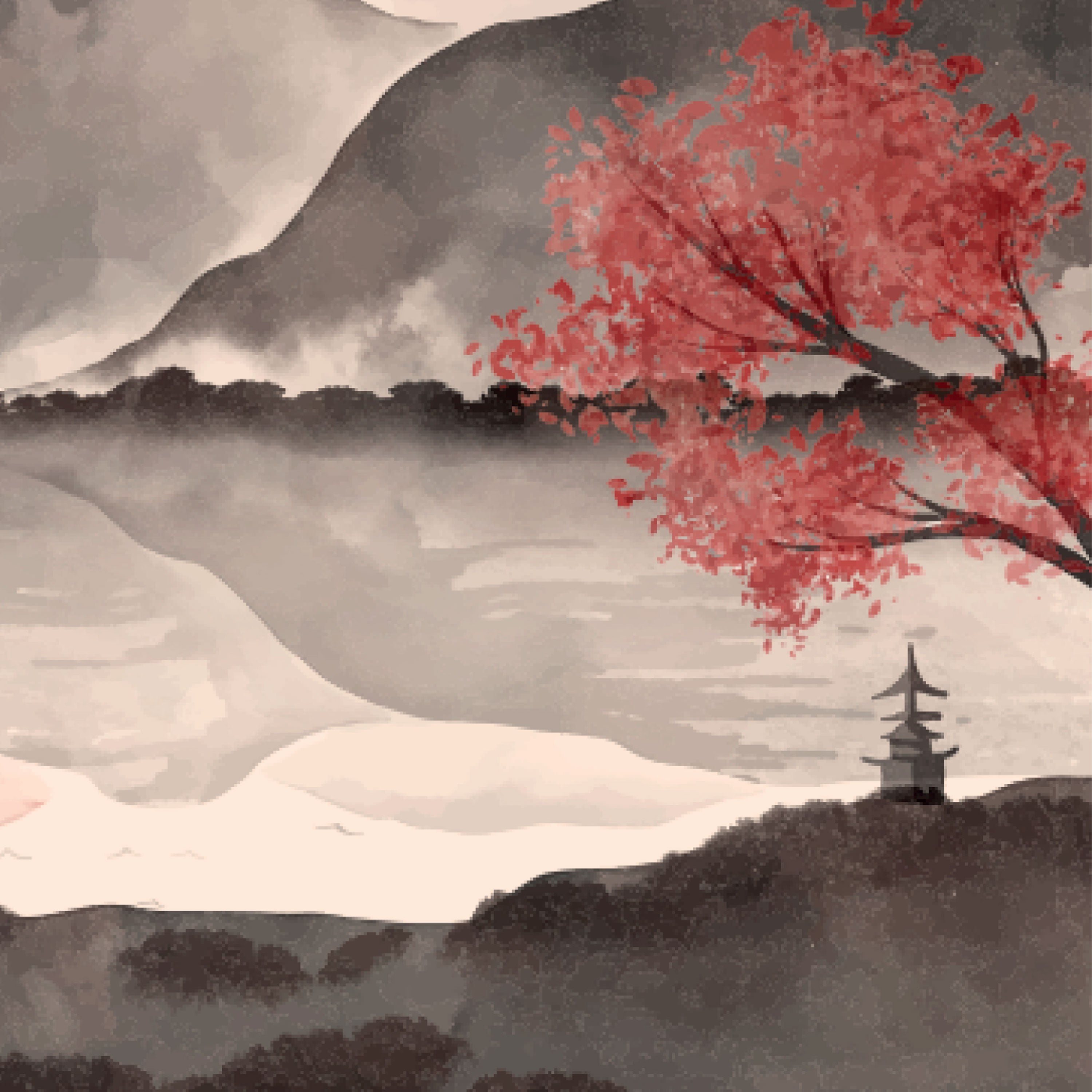 Yamato no Keshiki – Japanese Mountain, Sun & Reflection Wall Art.