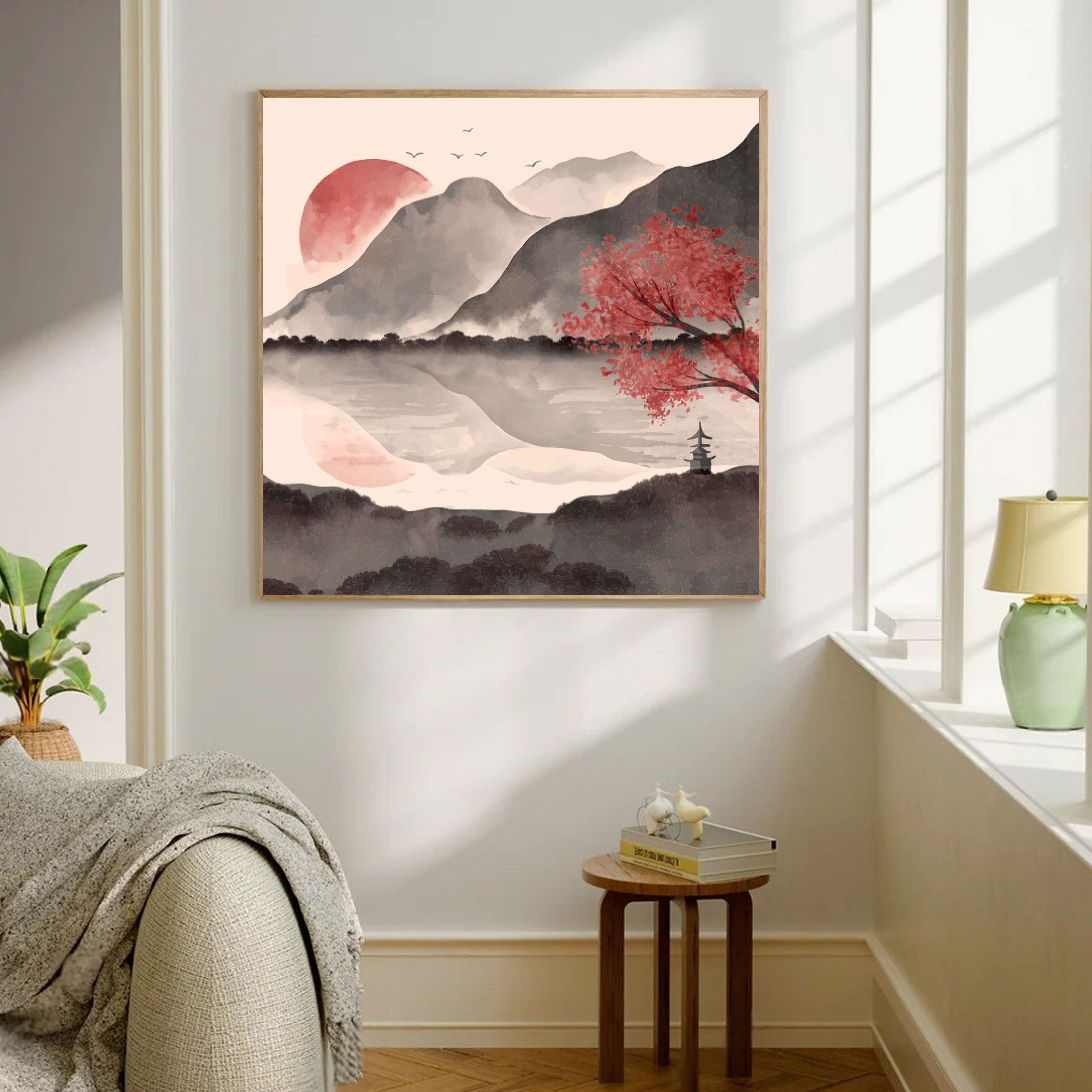 Yamato no Keshiki – Japanese Mountain, Sun & Reflection Wall Art.